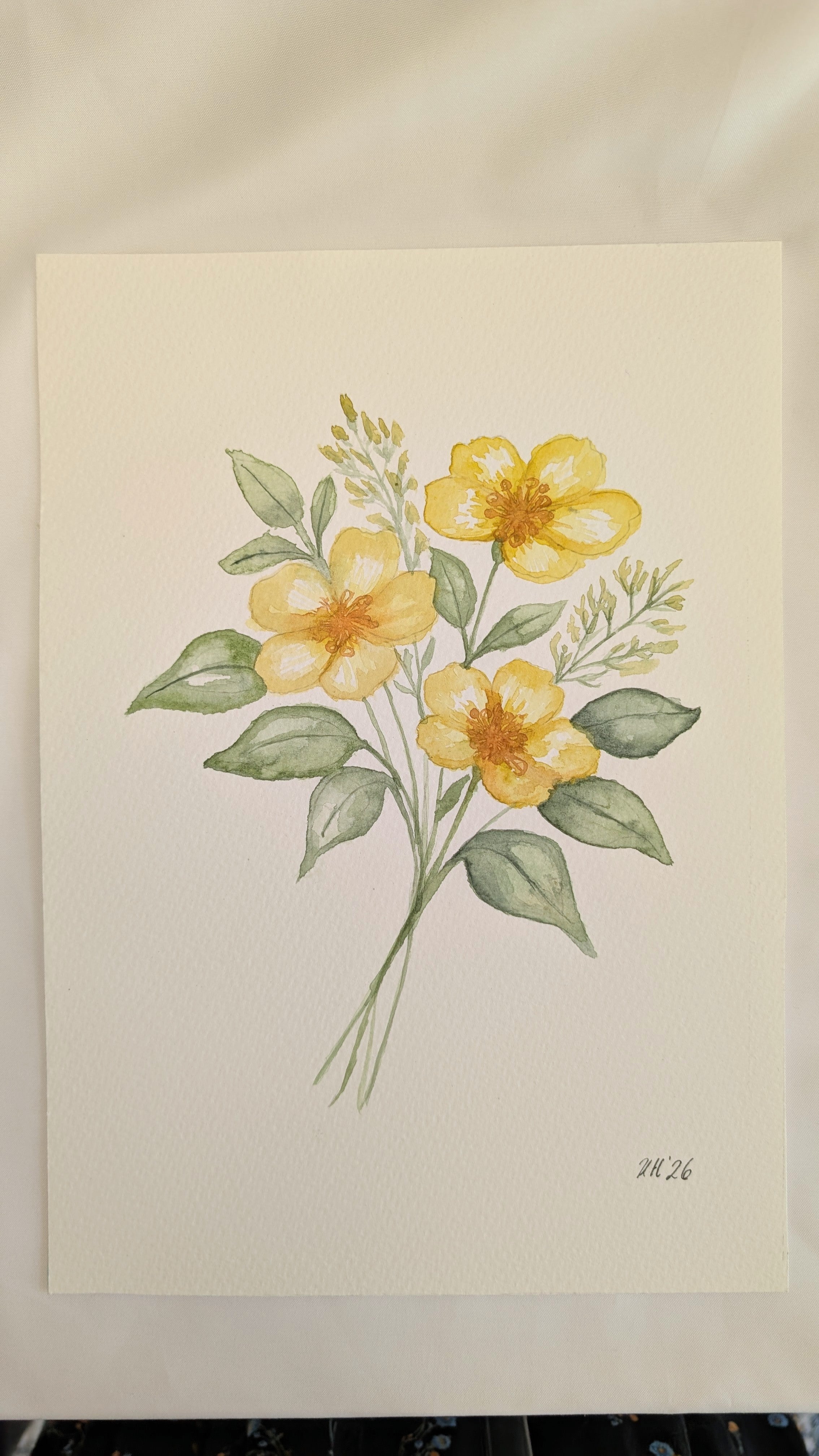 Original Watercolour Artwork – Hibbertia scandens (January Australian Native Birthflower)