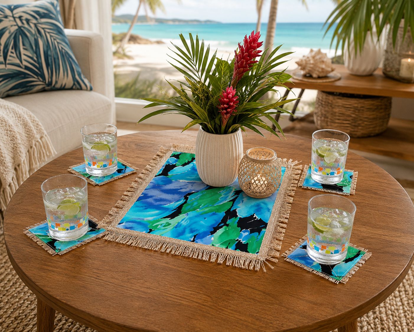 "A"-Table Runner - Tropical Theme also Placemats and Coasters