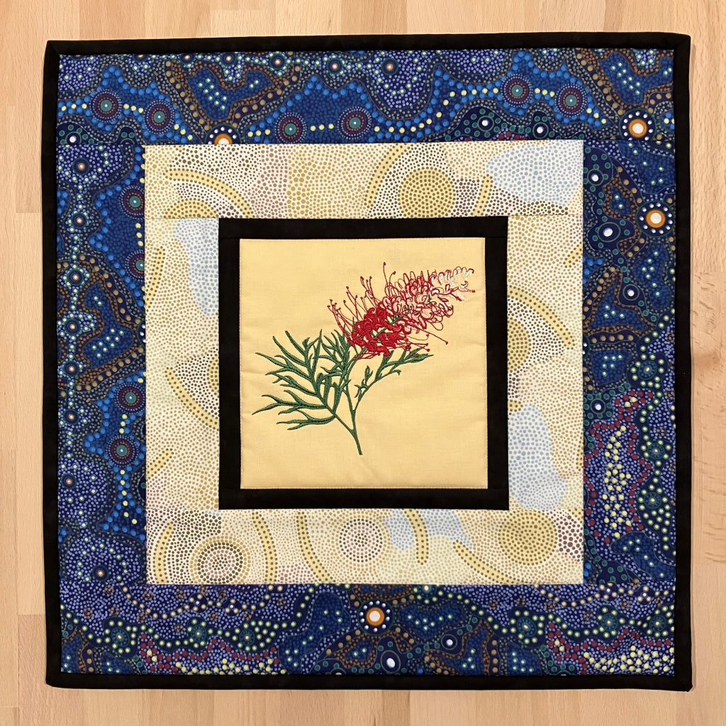 handmade Australian native quilted - grevillea