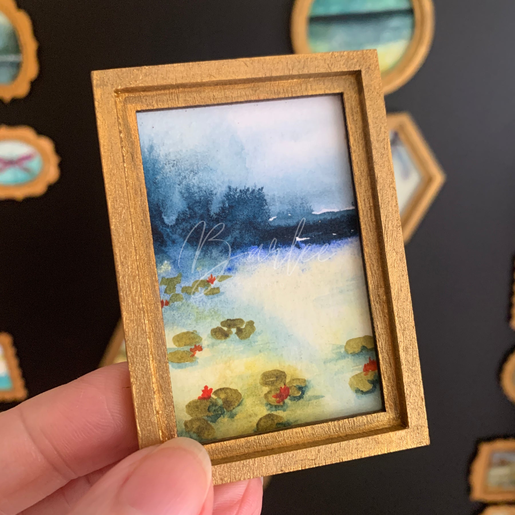 Large Hand Painted Fridge Magnet Set - 3 Framed Original Mini Paintings