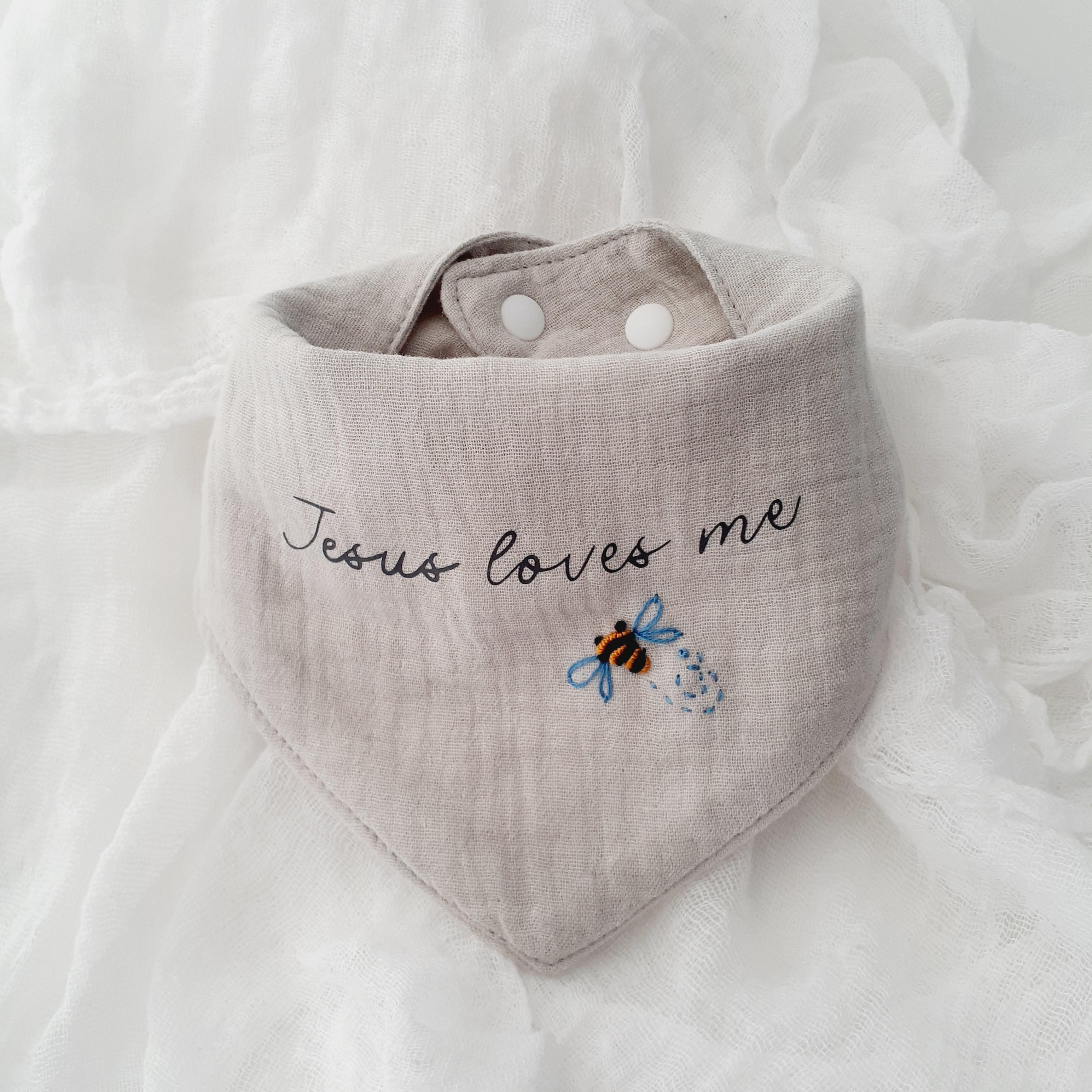 Christian Baby Bib • Cotton Bandana Bib • “Jesus Loves Me” Christian Bib • Faith‑Based Baby Gift • Baby Boy