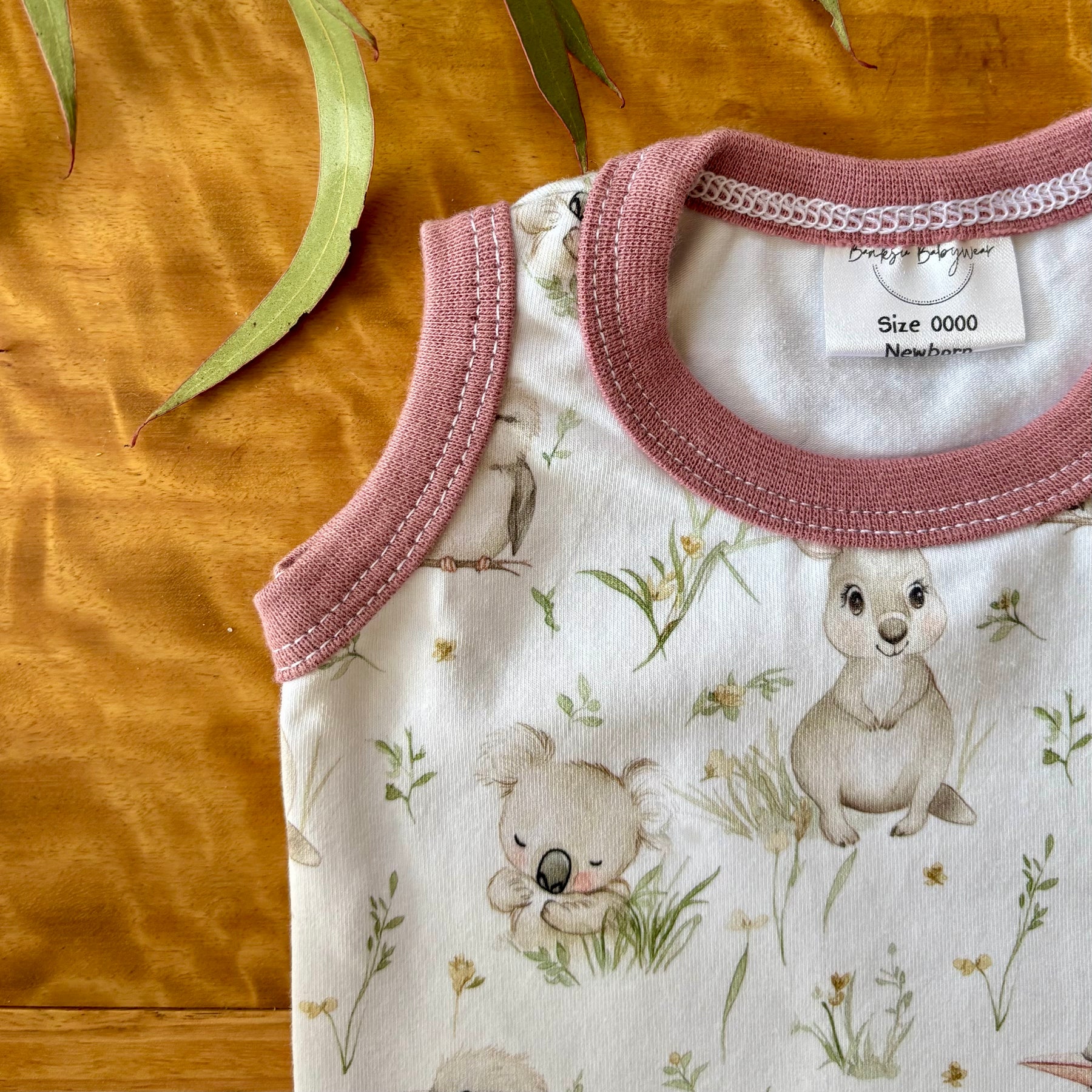 Baby Tank Bodysuit | Kangaroo Fields | Size premmie to 2 | Made to order