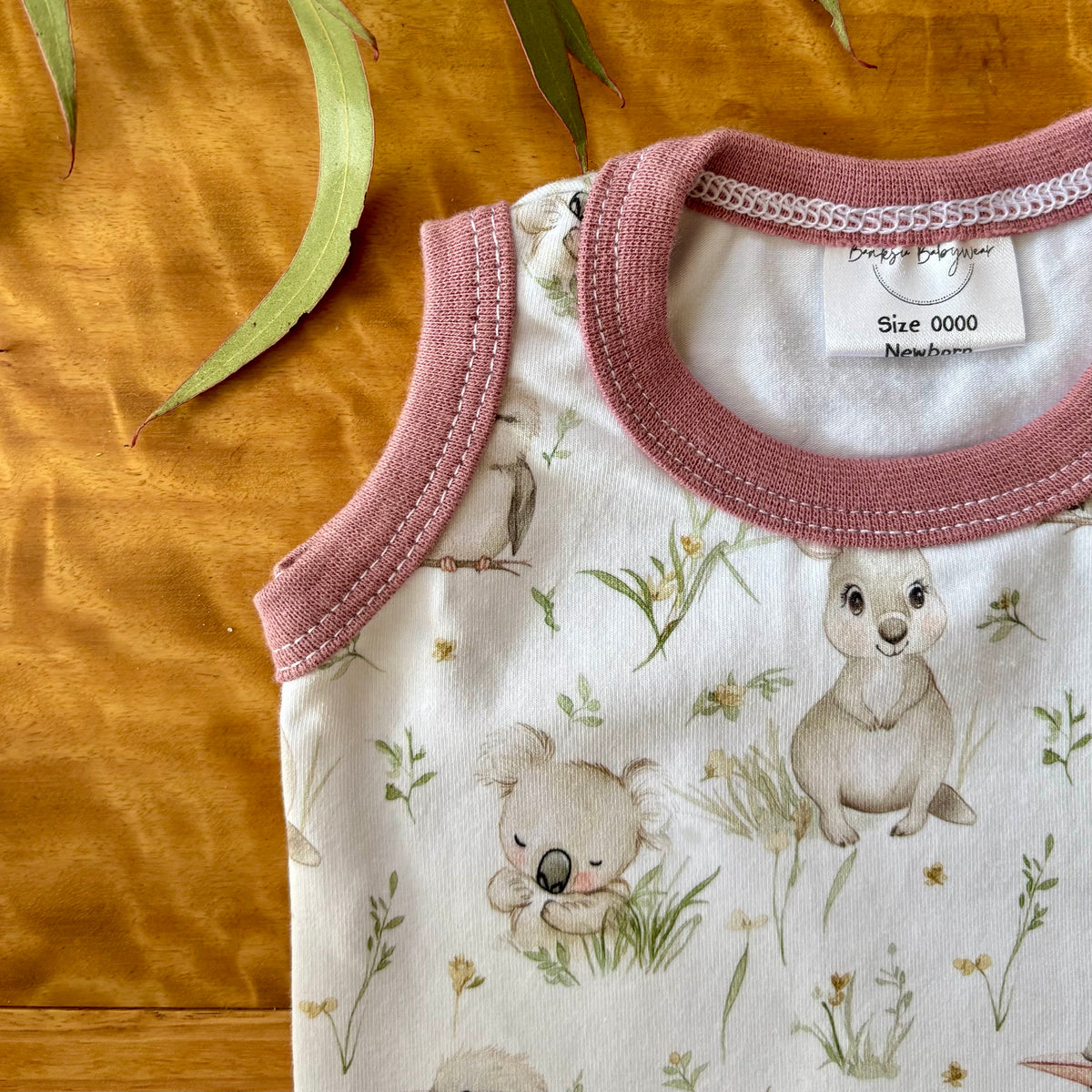 Baby Tank Bodysuit | Kangaroo Fields | Size premmie to 2 | Made to order
