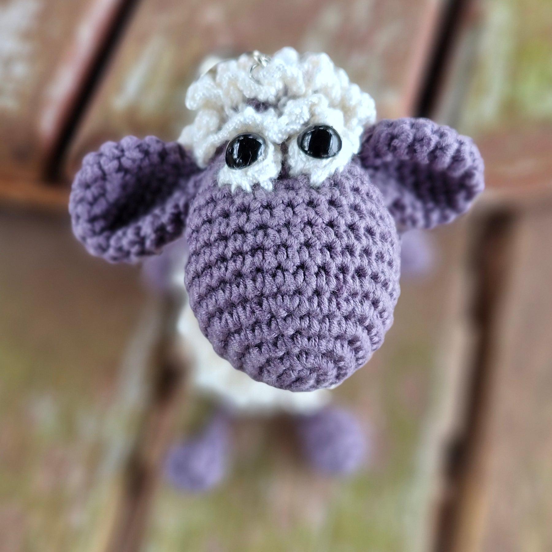 Adorable Grey Hand-Crocheted Sheep Keychain!