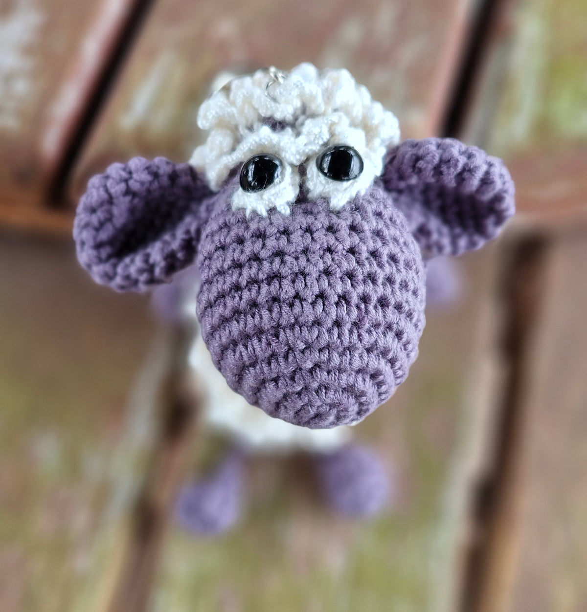 Adorable Grey Hand-Crocheted Sheep Keychain!