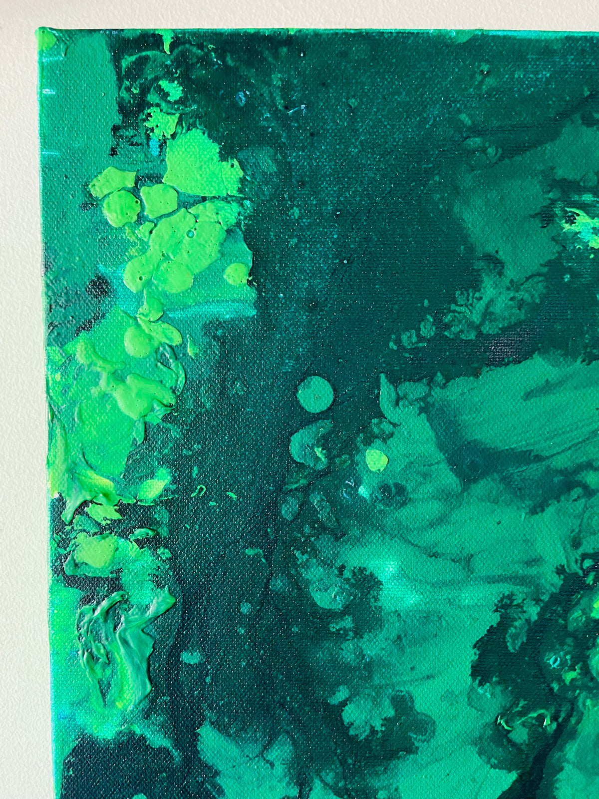 Green Aventurine Wall Art Original Abstract Acrylic Canvas Painting