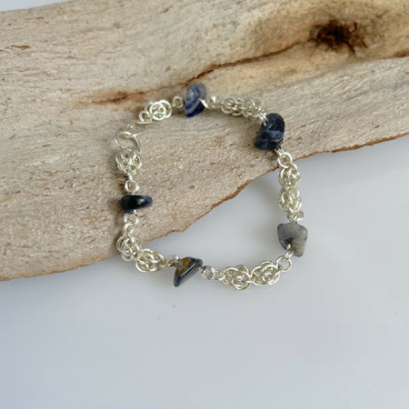 Sweet Pea | Silver handmade chain bracelet and earrings set