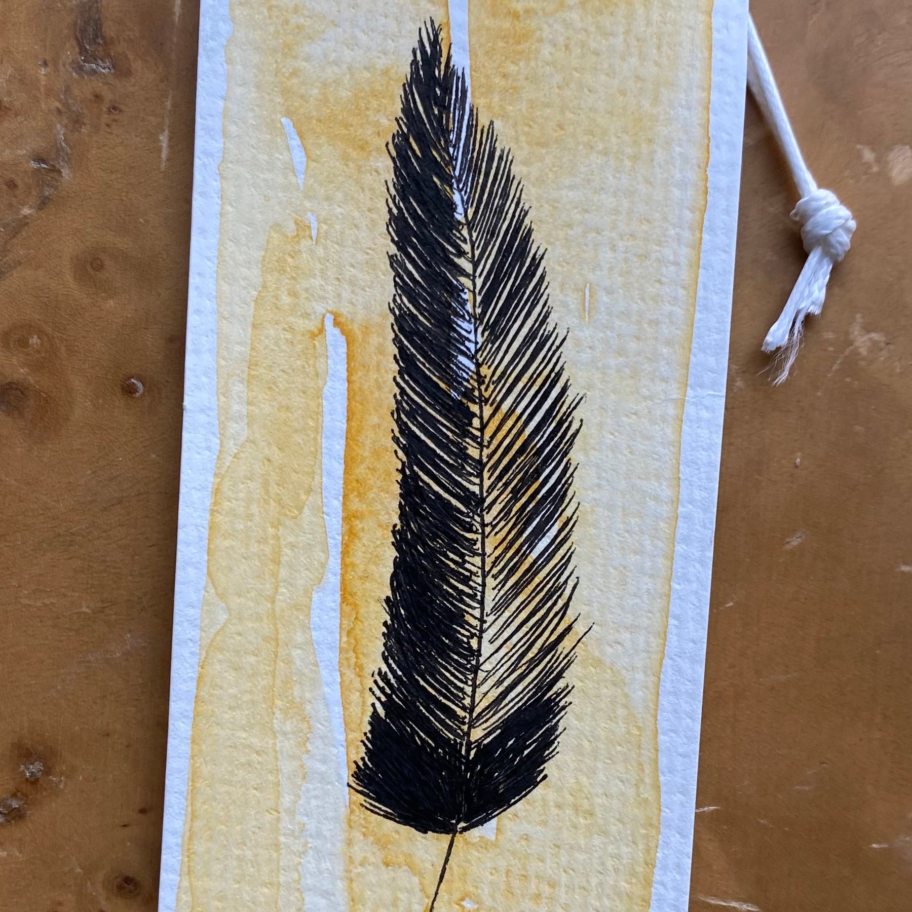 Two Feather Watercolour/Fineliner Bookmarks | Handmade Unique Bookmarks