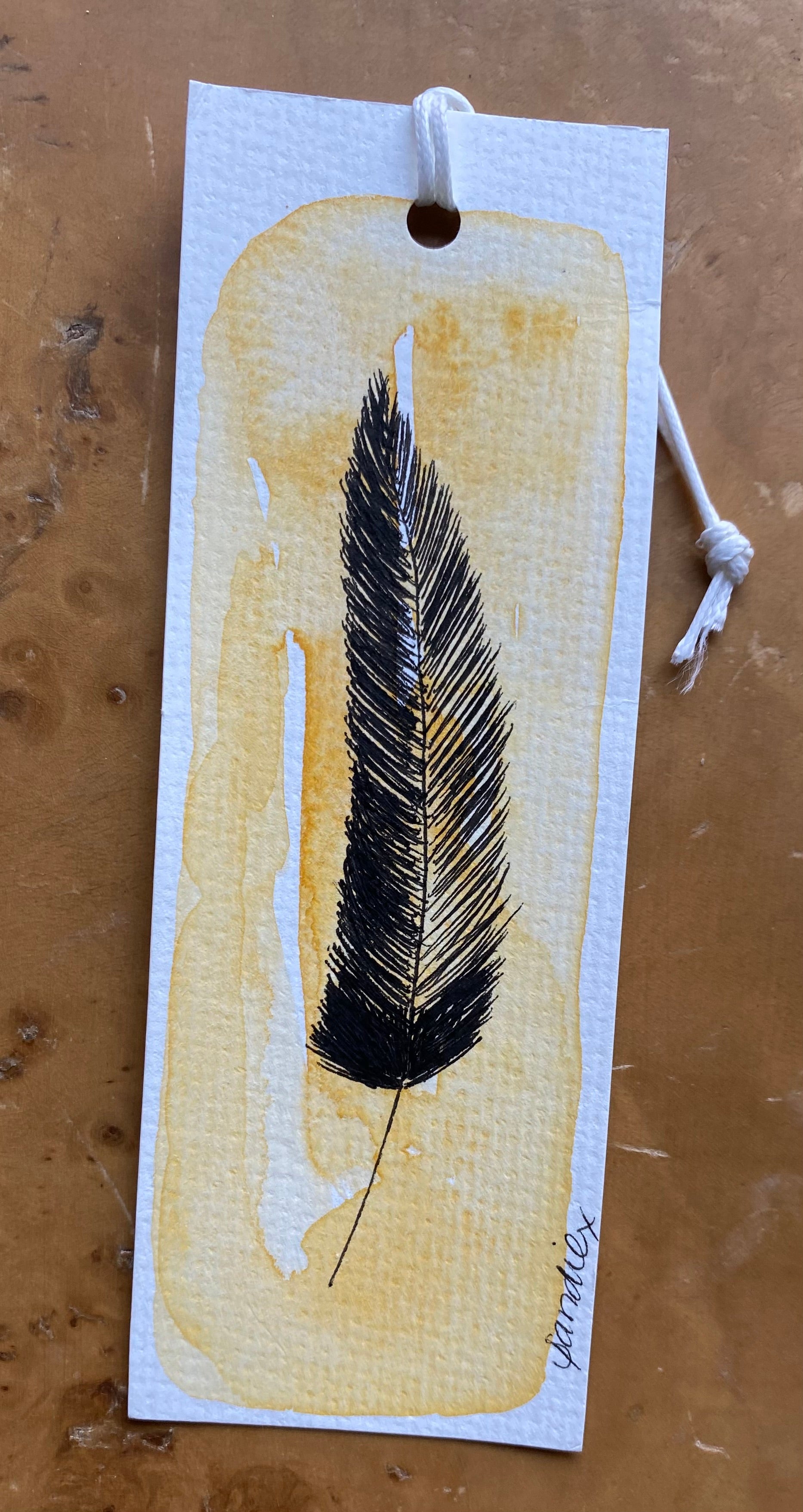Two Feather Watercolour/Fineliner Bookmarks | Handmade Unique Bookmarks