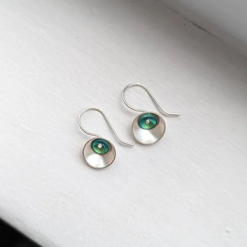 handmade teal niobium × silver small earrings