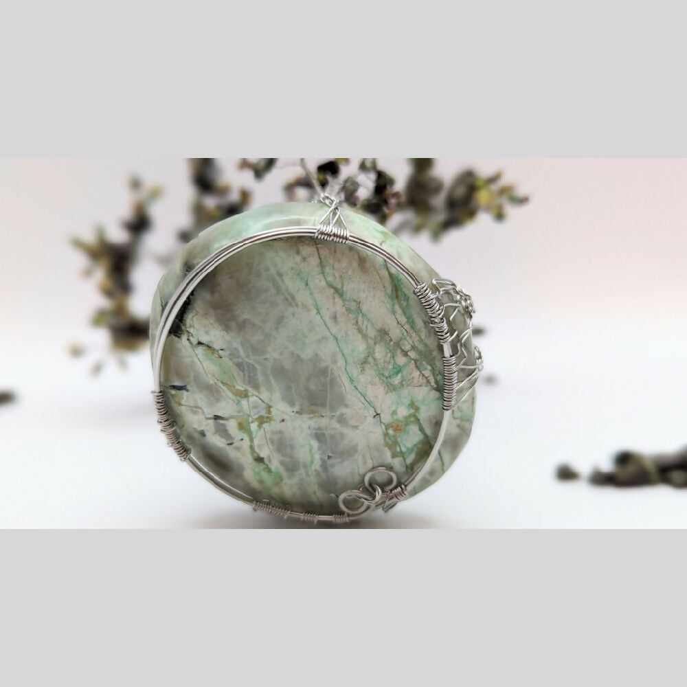 Gemstone tree ~ Serenity moon ~ green moonstone & dragon blood jasper gemstones