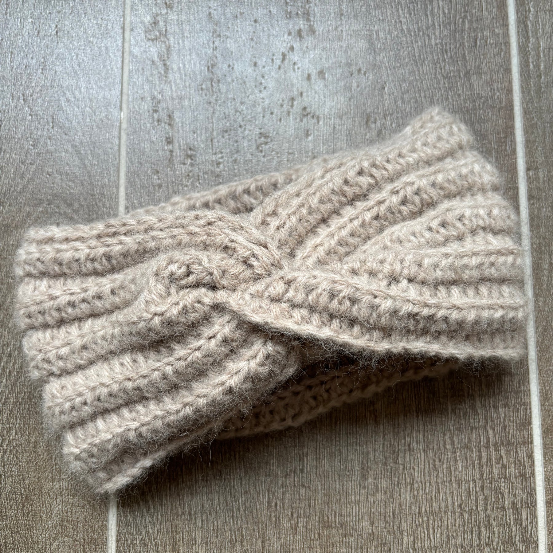 Hand Crocheted Headband | Beige | Alpaca Yarn