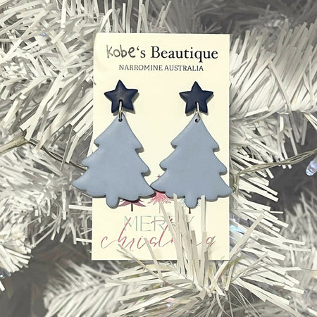 Sky Blue Christmas Tree Earrings