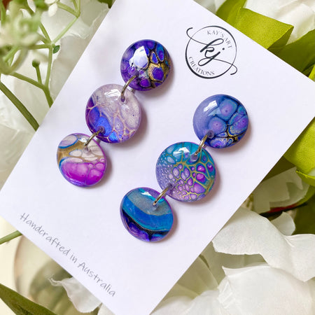 Artisan Hand Painted Stud Dangle Earrings