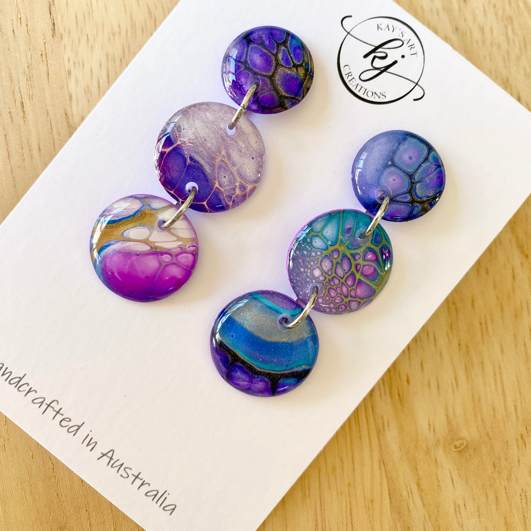 Artisan Hand Painted Stud Dangle Earrings