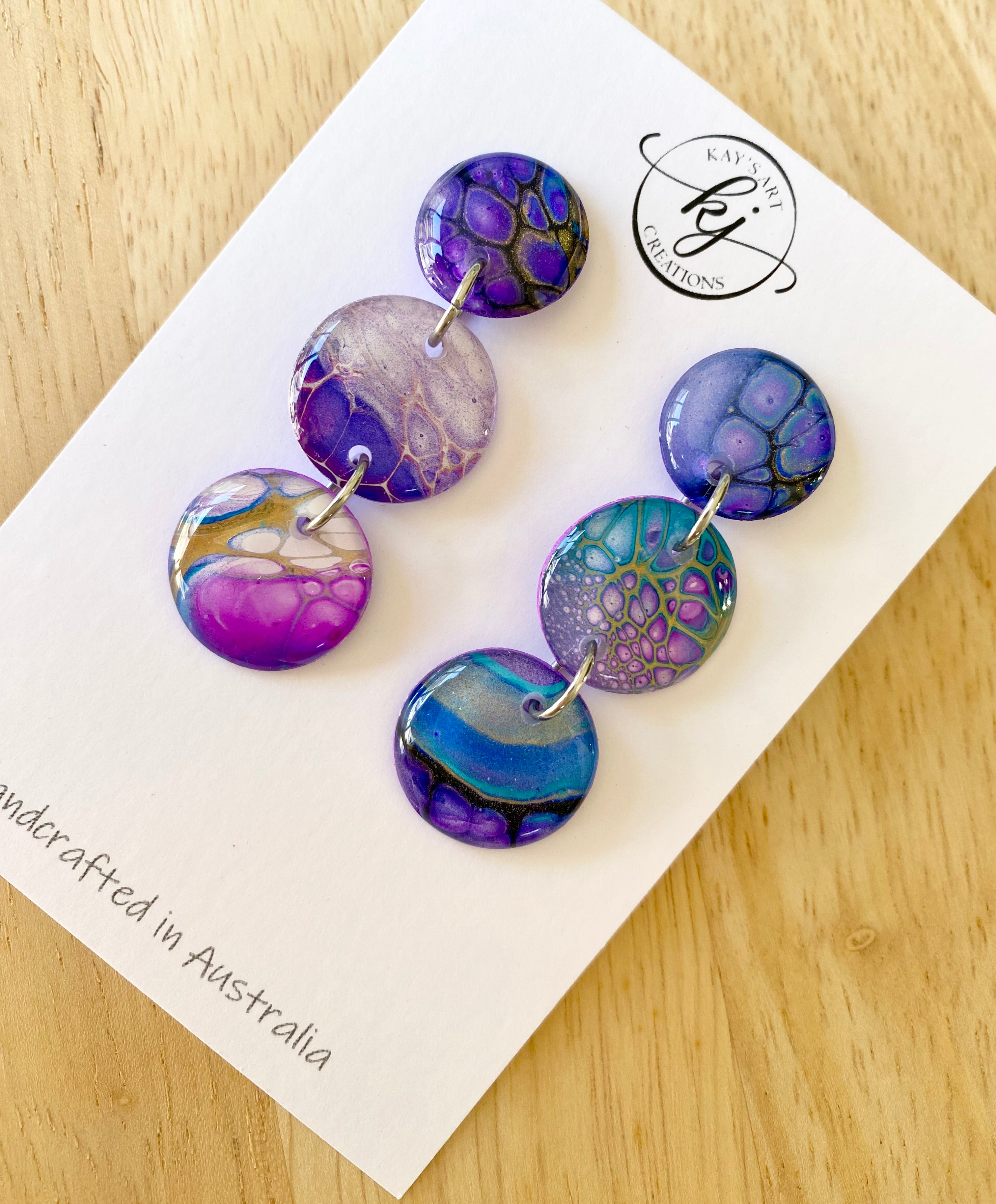 Artisan Hand Painted Stud Dangle Earrings
