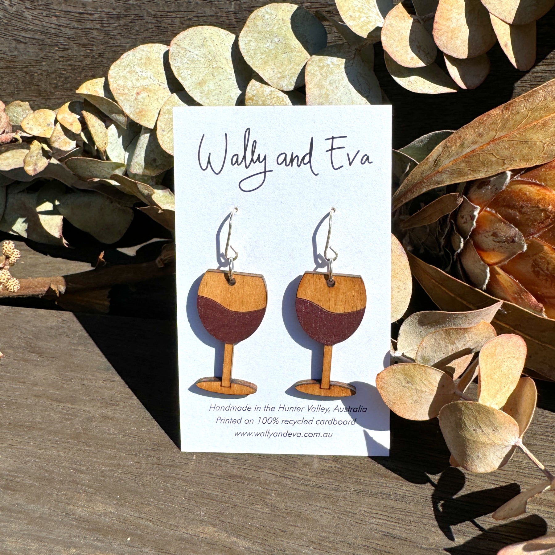 Red Wine Hand Painted Wood Earrings