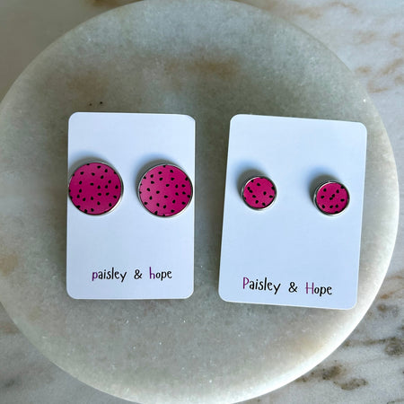 Dotty Faux Leather Bezel Style Studs - Choose size