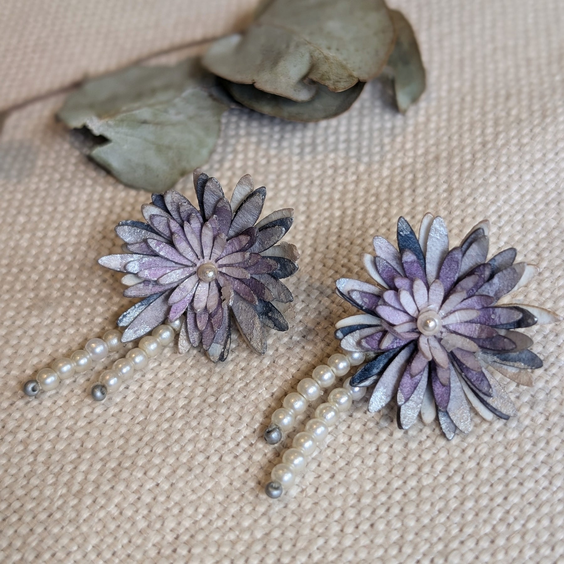 Handmade Paper Chrysanthemum Earrings – Eco Friendly Statement Jewellery Australia