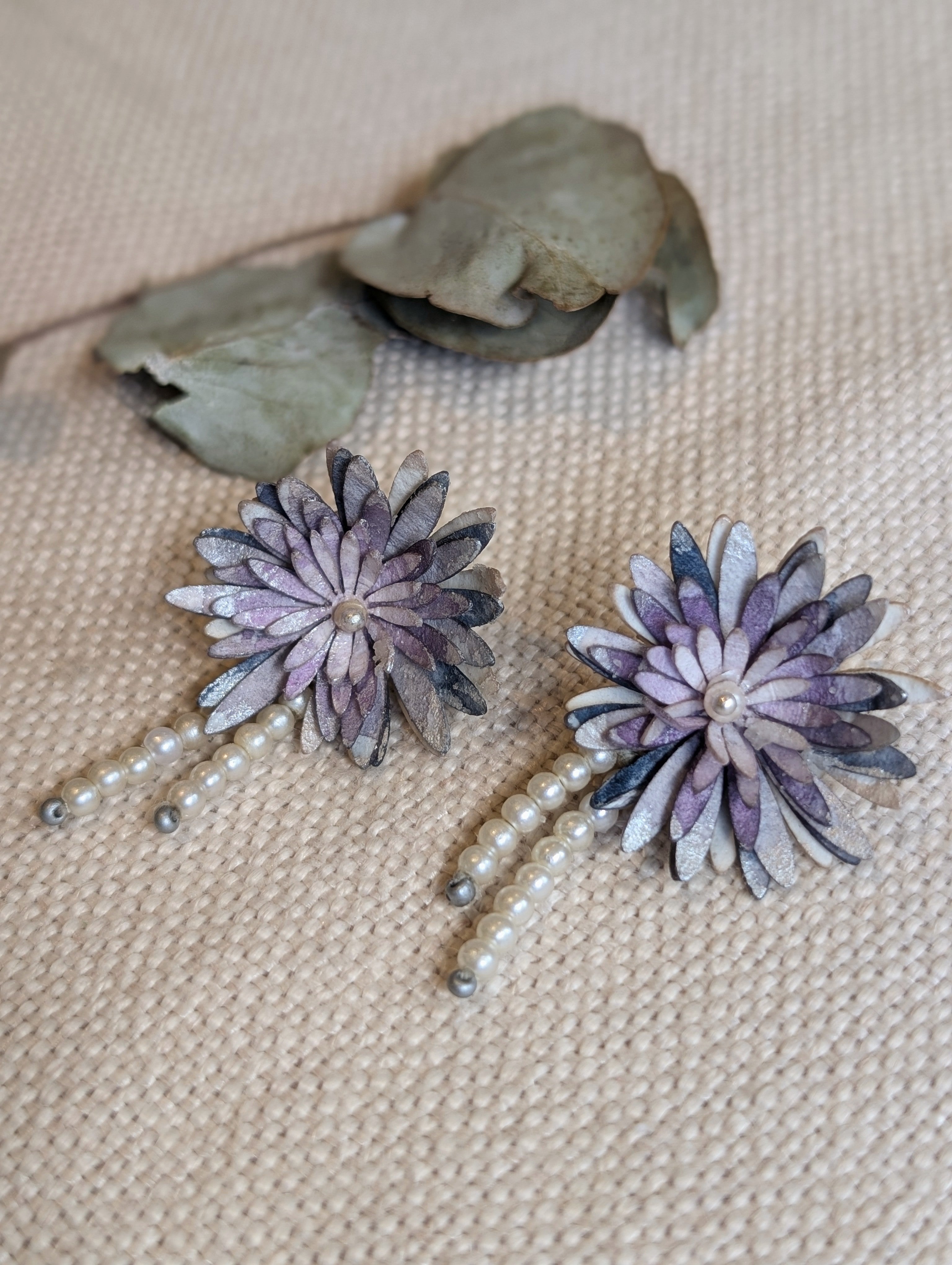 Handmade Paper Chrysanthemum Earrings – Eco Friendly Statement Jewellery Australia