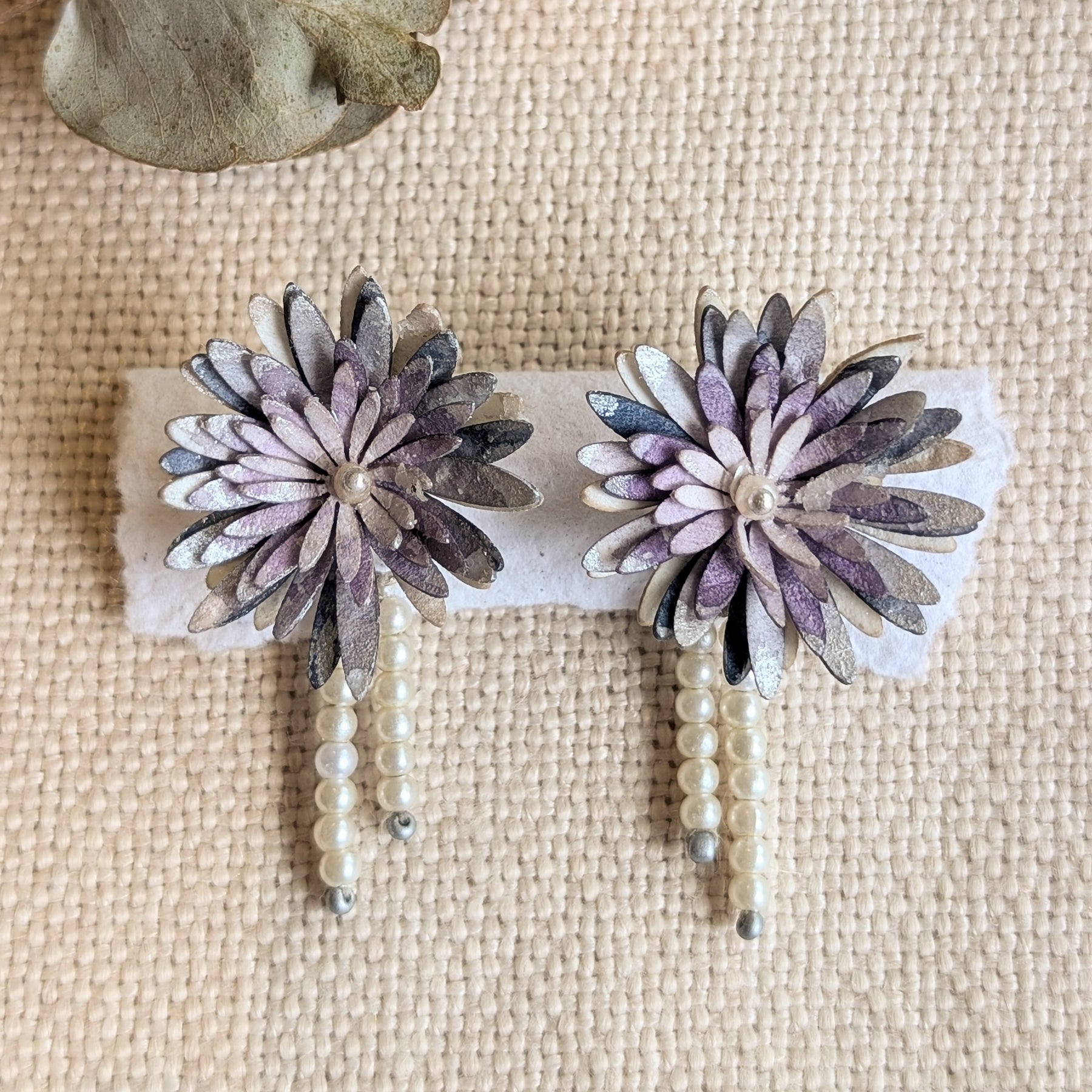 Handmade Paper Chrysanthemum Earrings – Eco Friendly Statement Jewellery Australia
