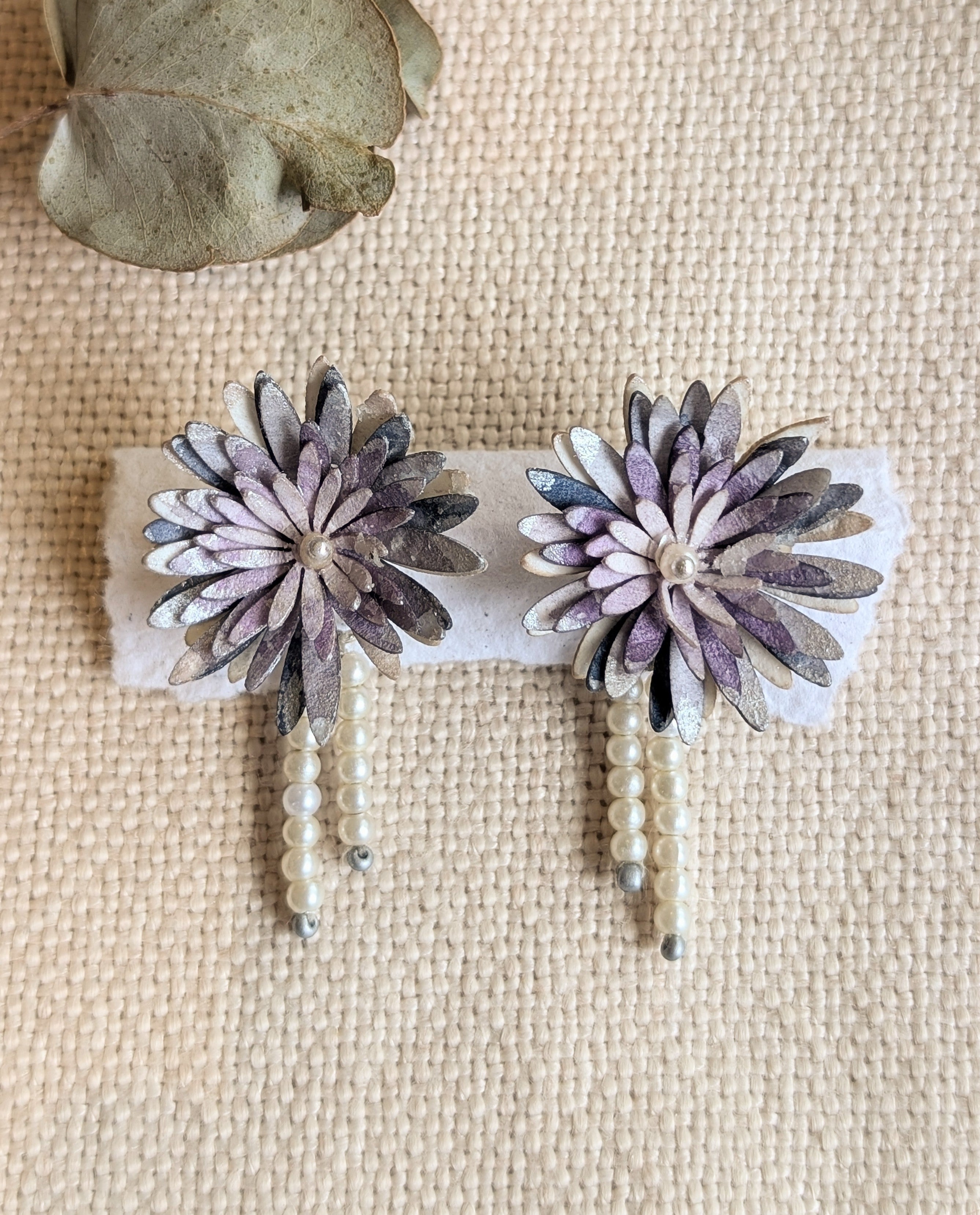 Handmade Paper Chrysanthemum Earrings – Eco Friendly Statement Jewellery Australia