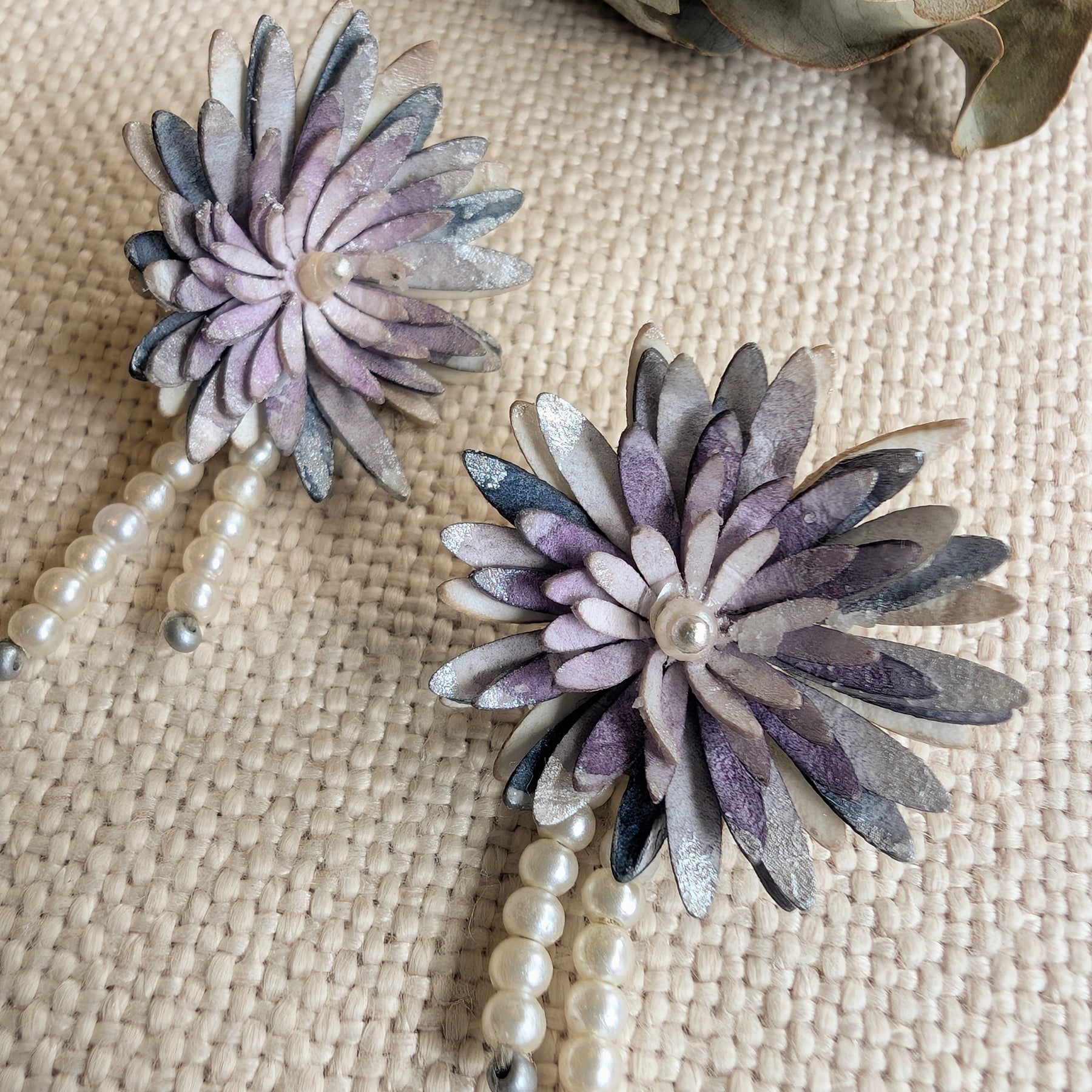 Handmade Paper Chrysanthemum Earrings – Eco Friendly Statement Jewellery Australia