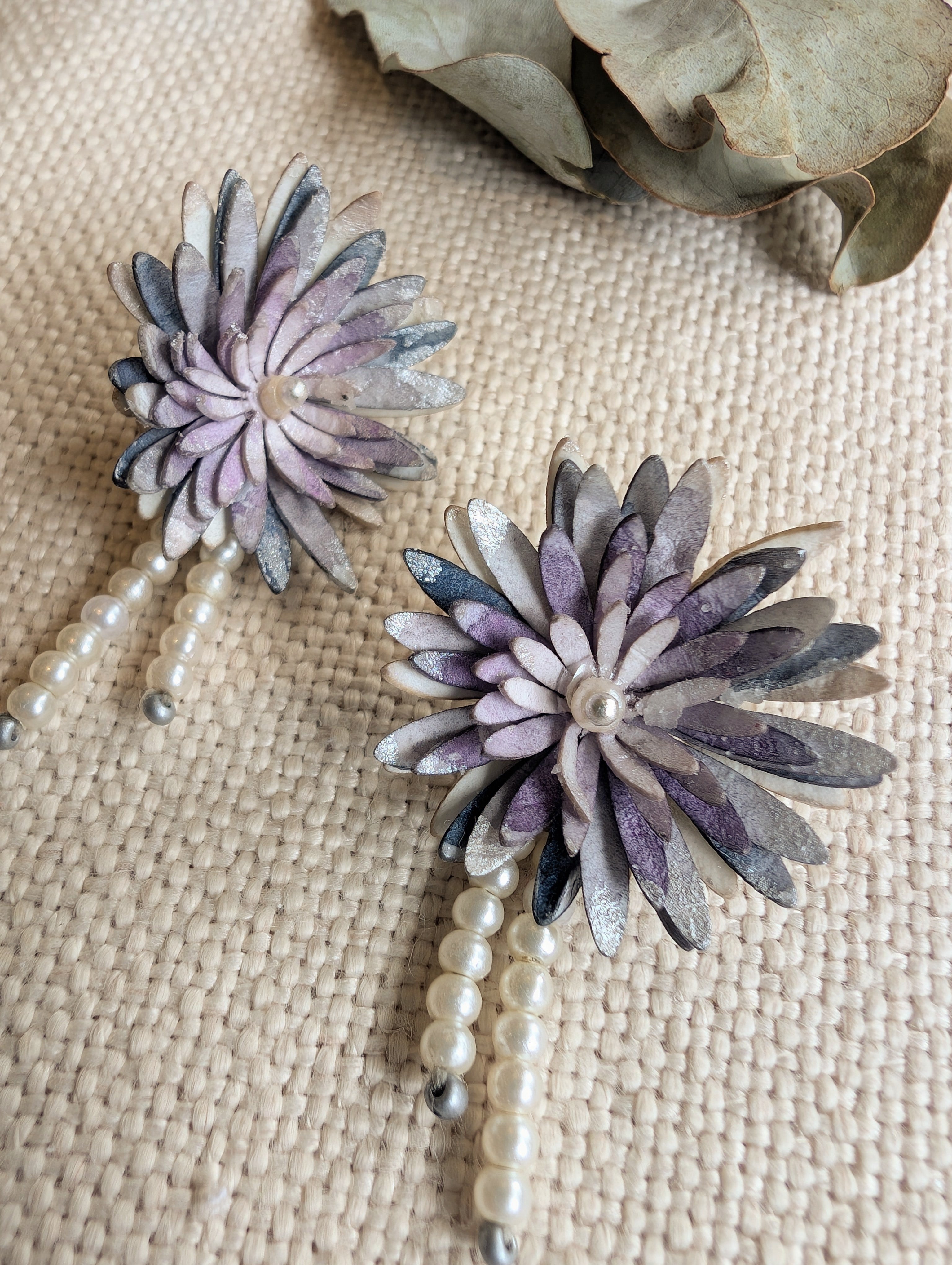 Handmade Paper Chrysanthemum Earrings – Eco Friendly Statement Jewellery Australia