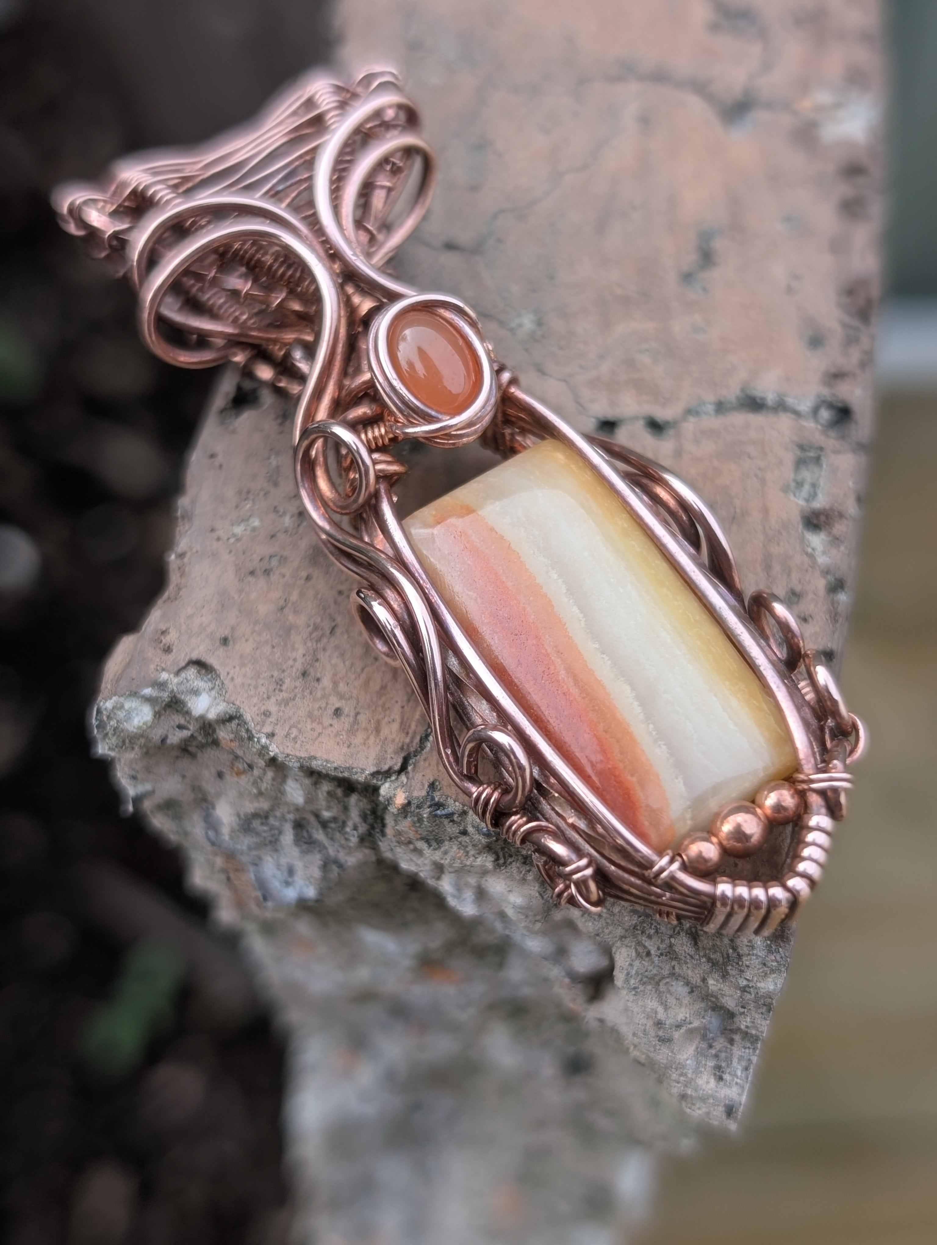 Chariot - Gold & Yellow Calcite with Carnelian in Copper