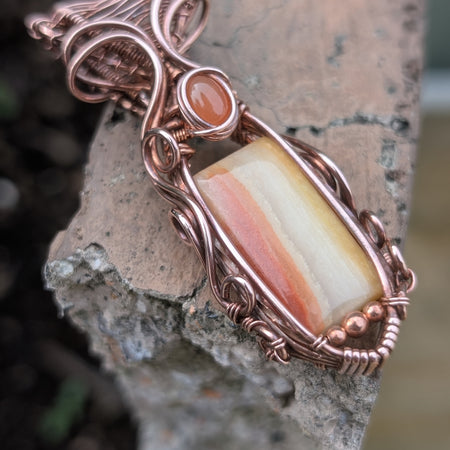 Chariot - Gold & Yellow Calcite with Carnelian in Copper