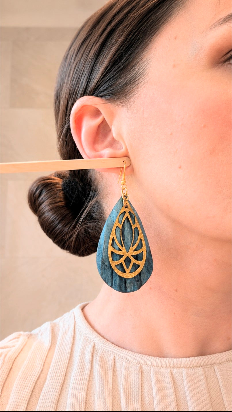 Ocean Inspired Art Deco Earrings, Handmade Lightweight Paper Earrings