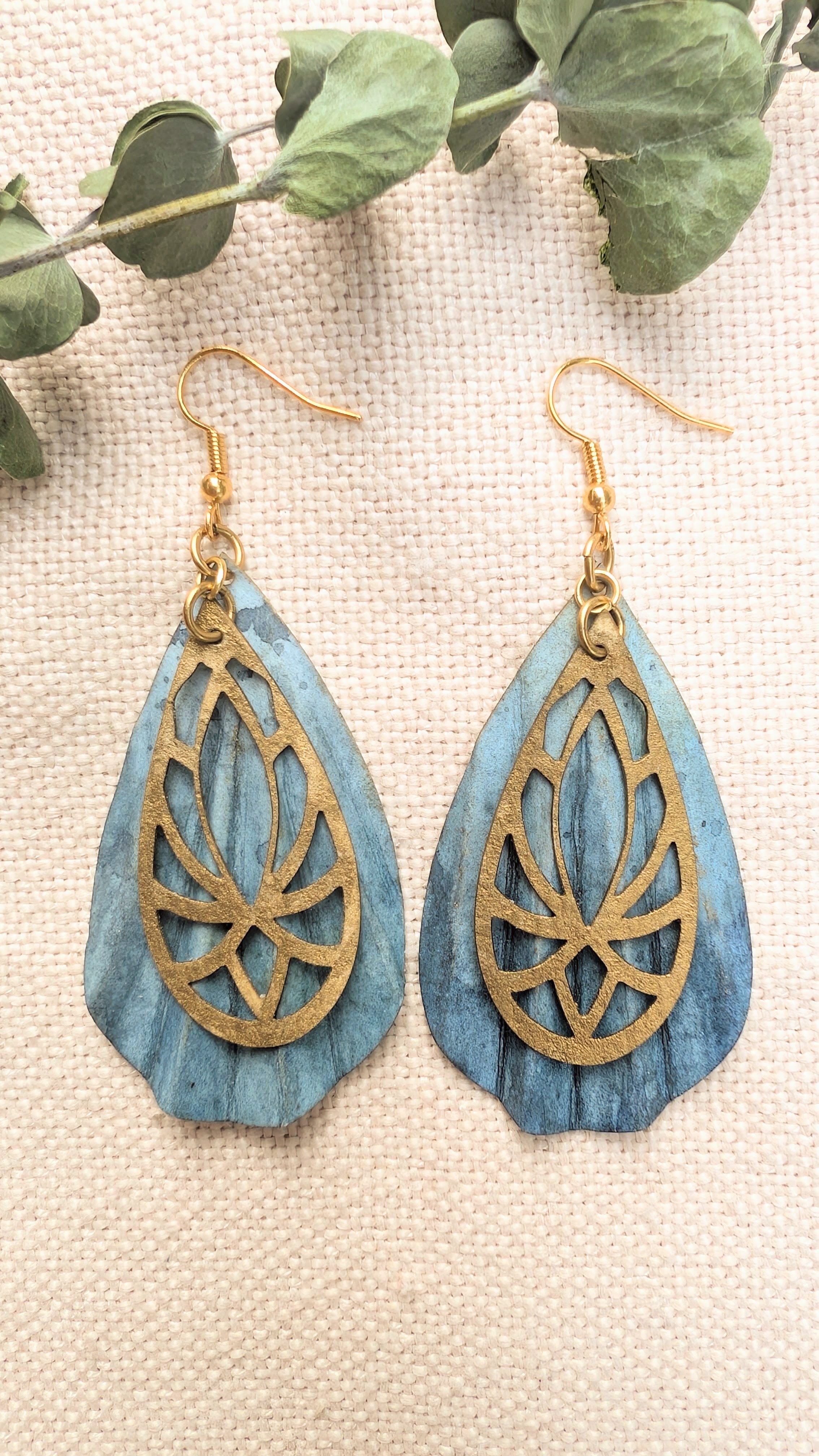 Ocean Inspired Art Deco Earrings, Handmade Lightweight Paper Earrings