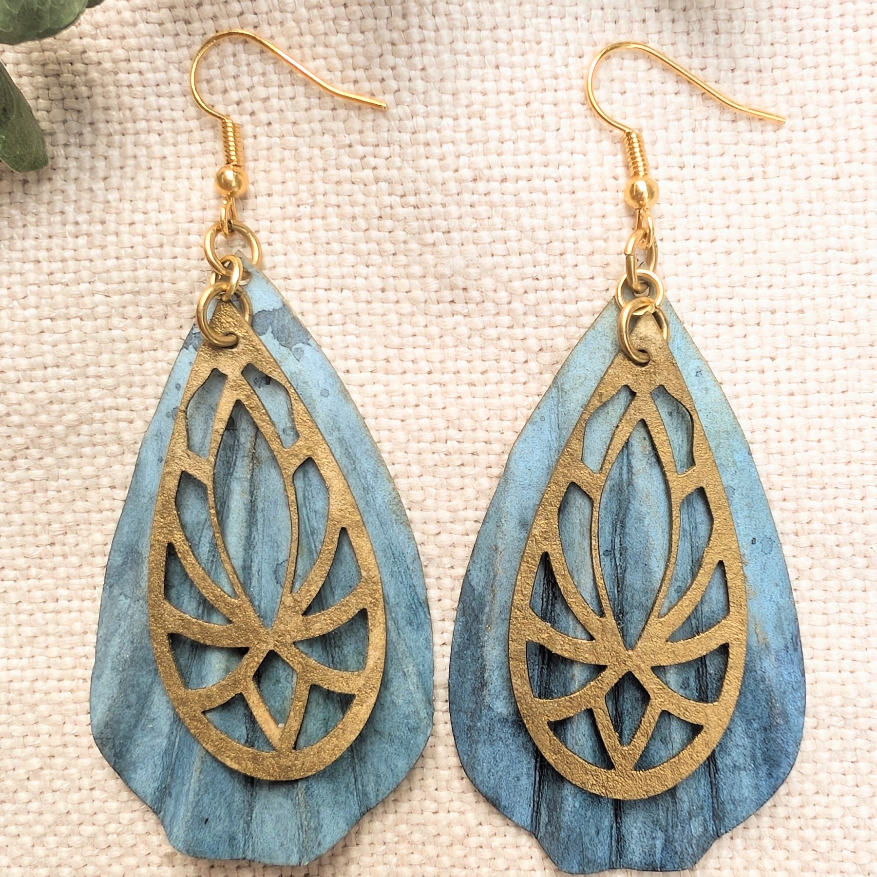 Ocean Inspired Art Deco Earrings, Handmade Lightweight Paper Earrings