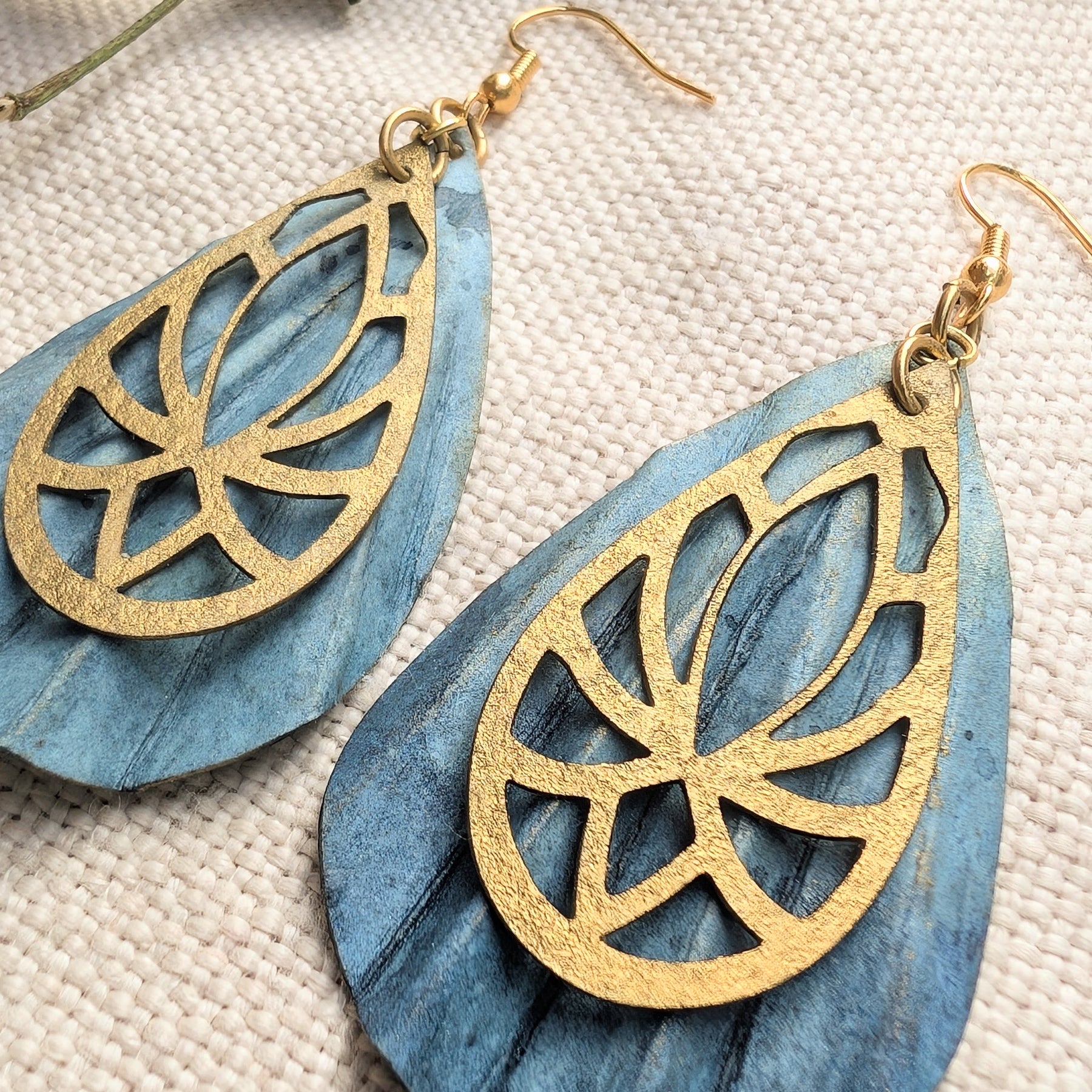 Ocean Inspired Art Deco Earrings, Handmade Lightweight Paper Earrings