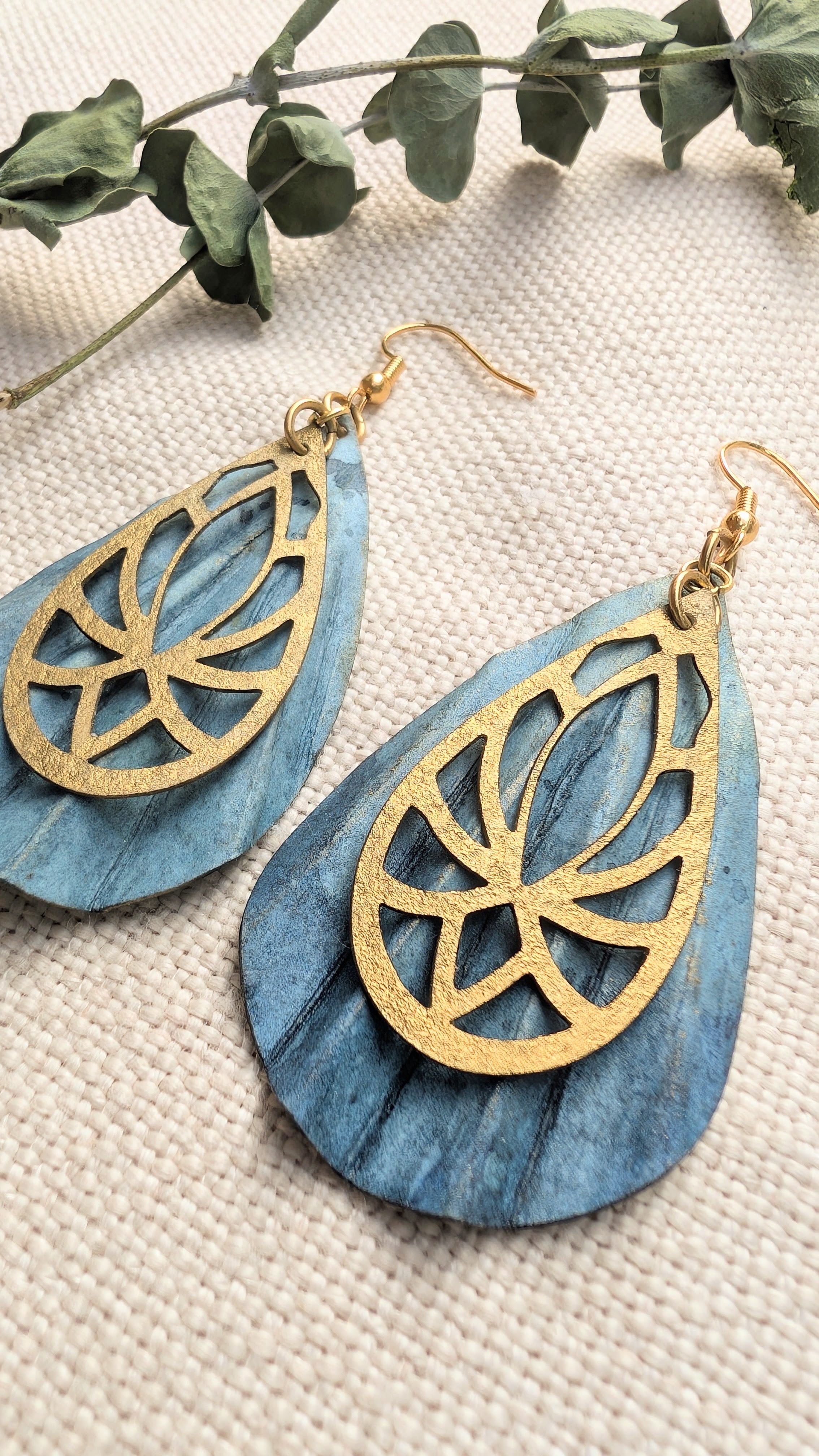 Ocean Inspired Art Deco Earrings, Handmade Lightweight Paper Earrings