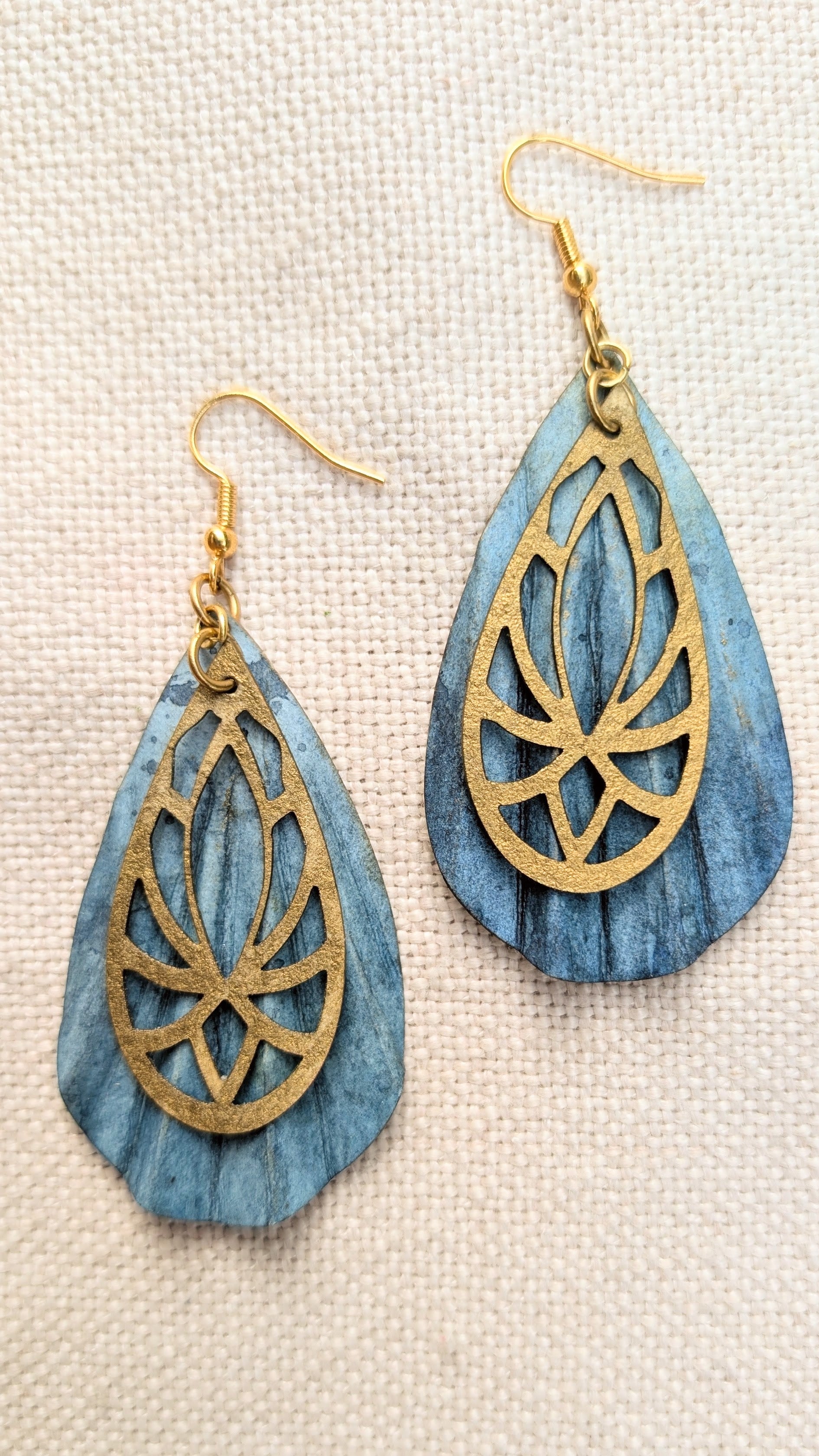 Ocean Inspired Art Deco Earrings, Handmade Lightweight Paper Earrings