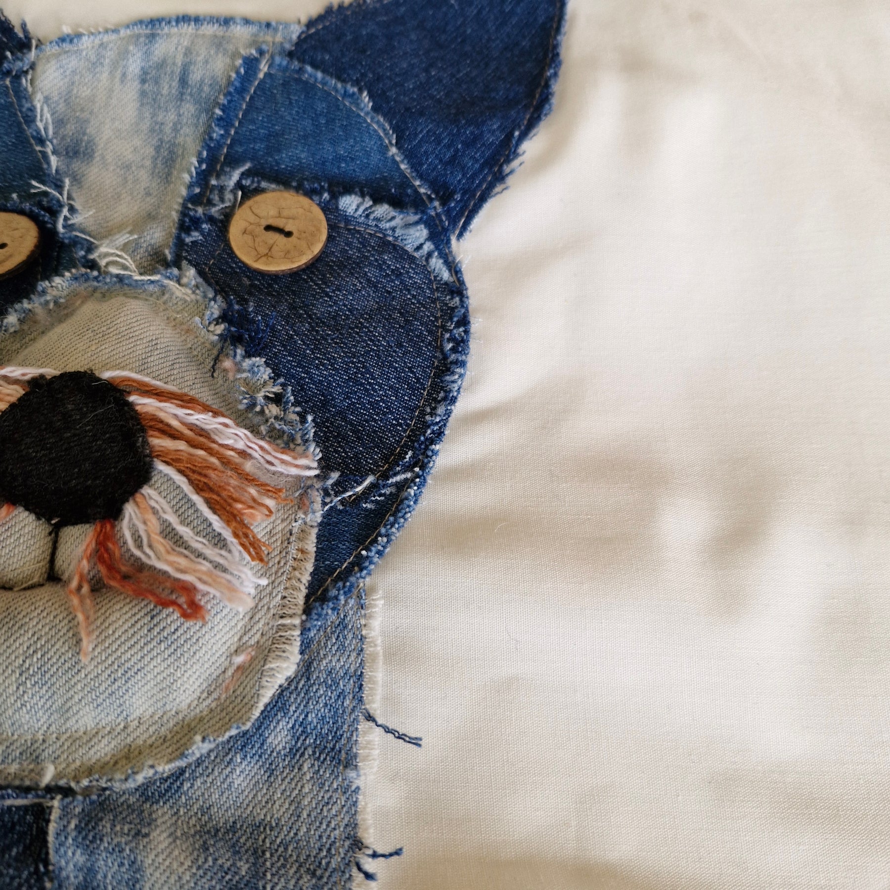CUSHION COVER: Handmade Patchwork Terrier Dog using Denim