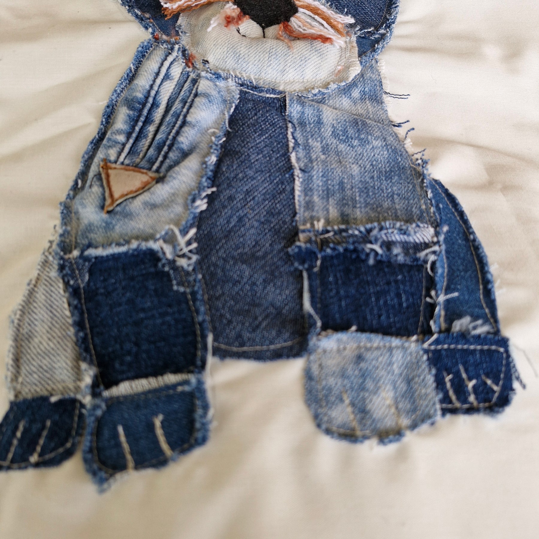 CUSHION COVER: Handmade Patchwork Terrier Dog using Denim