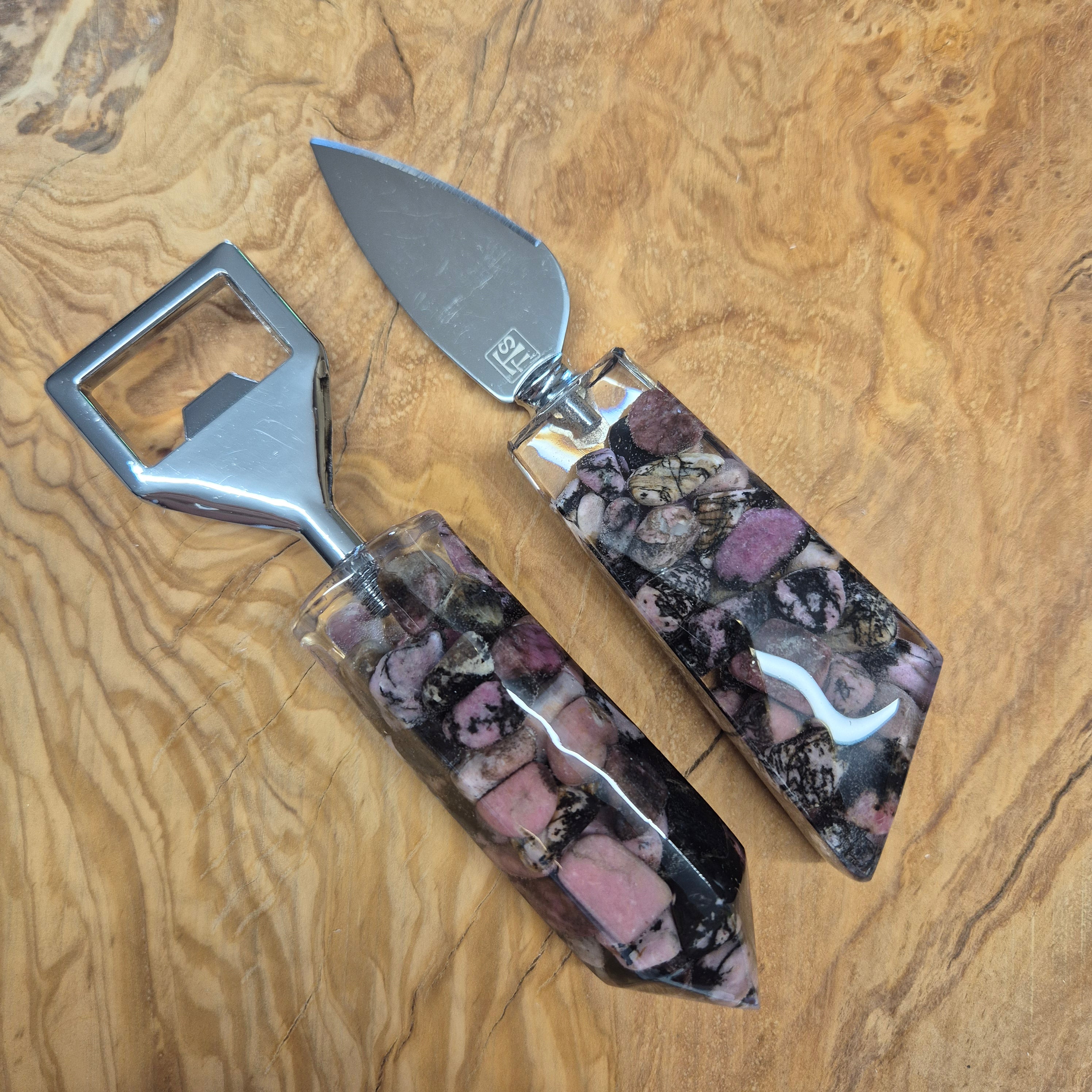 Handmade Resin cheese knife and bottle opener gift sets
