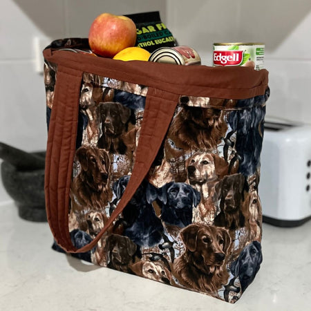 Grocery Tote … Lined with storage pouch …Labradors