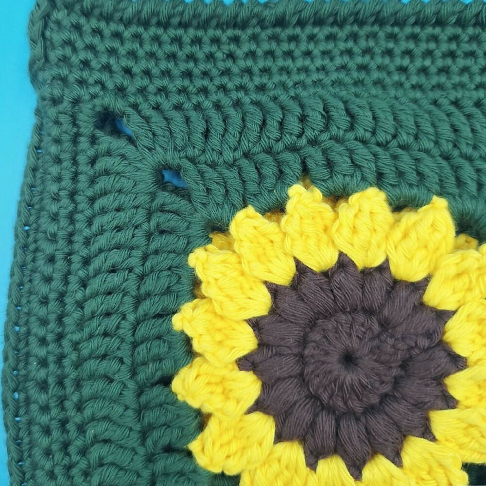 Sunflower Granny Square Cross Body Bag