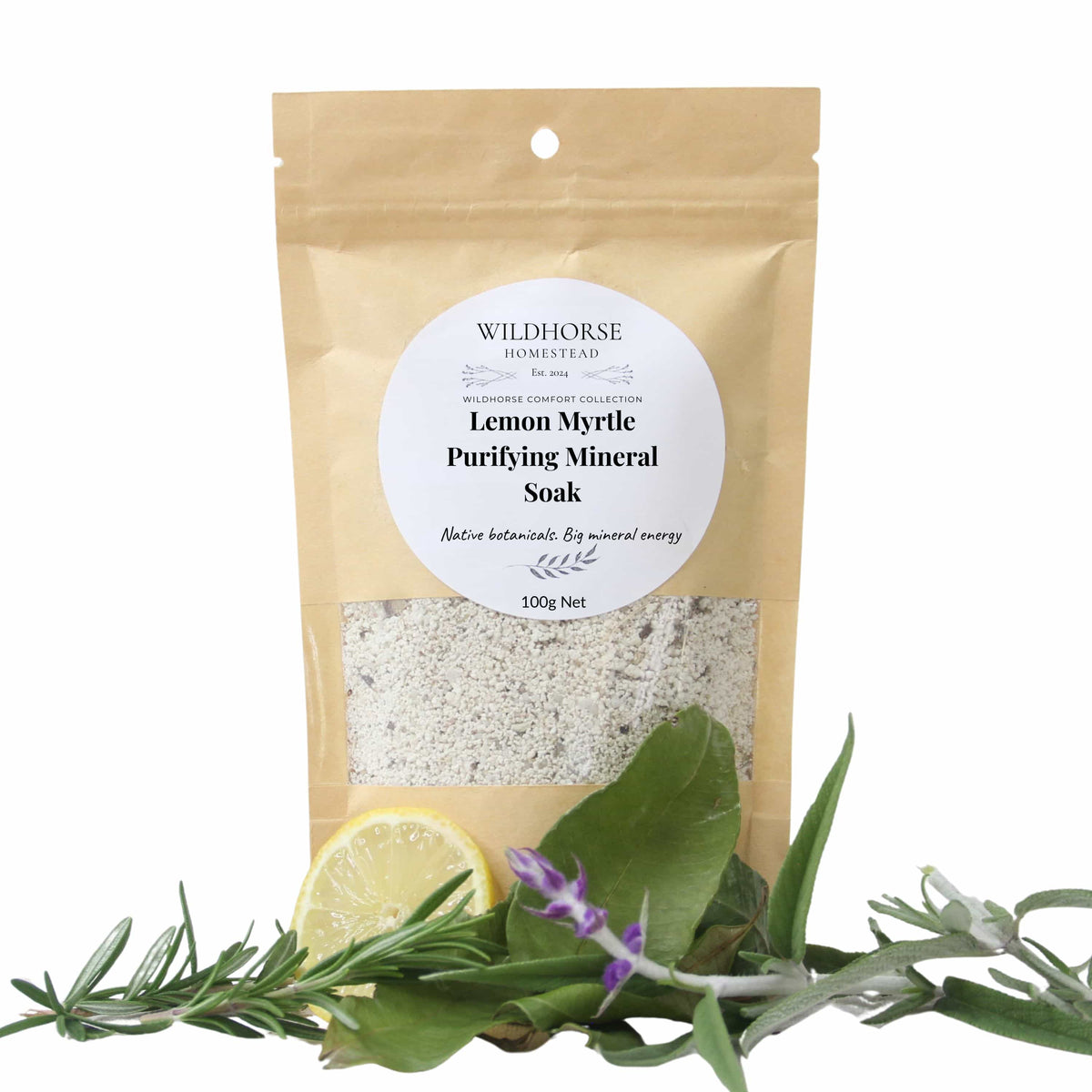 Wildhorse Homestead Lemon Myrtle Purifying Mineral Soak 100g