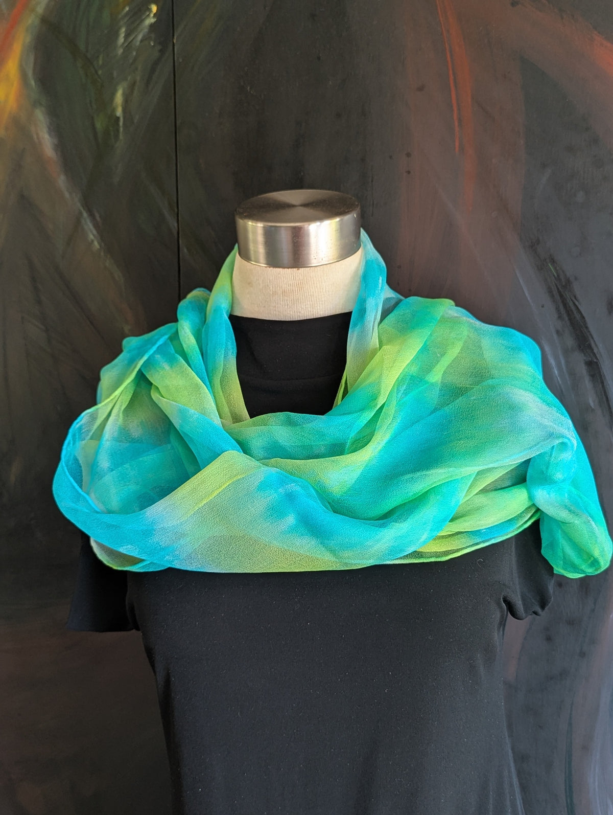 Silk Chiffon Scarf/Shawl-hand dyed-Graphite