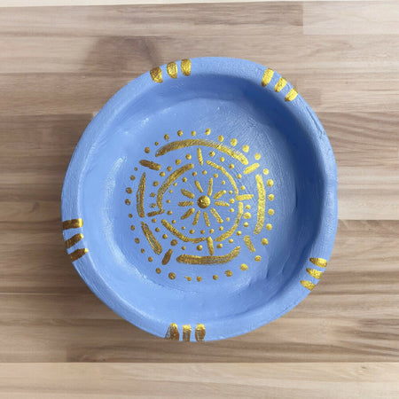 Trinket Dish | Ceramic | Hand made| Unique Gold & Blue Design