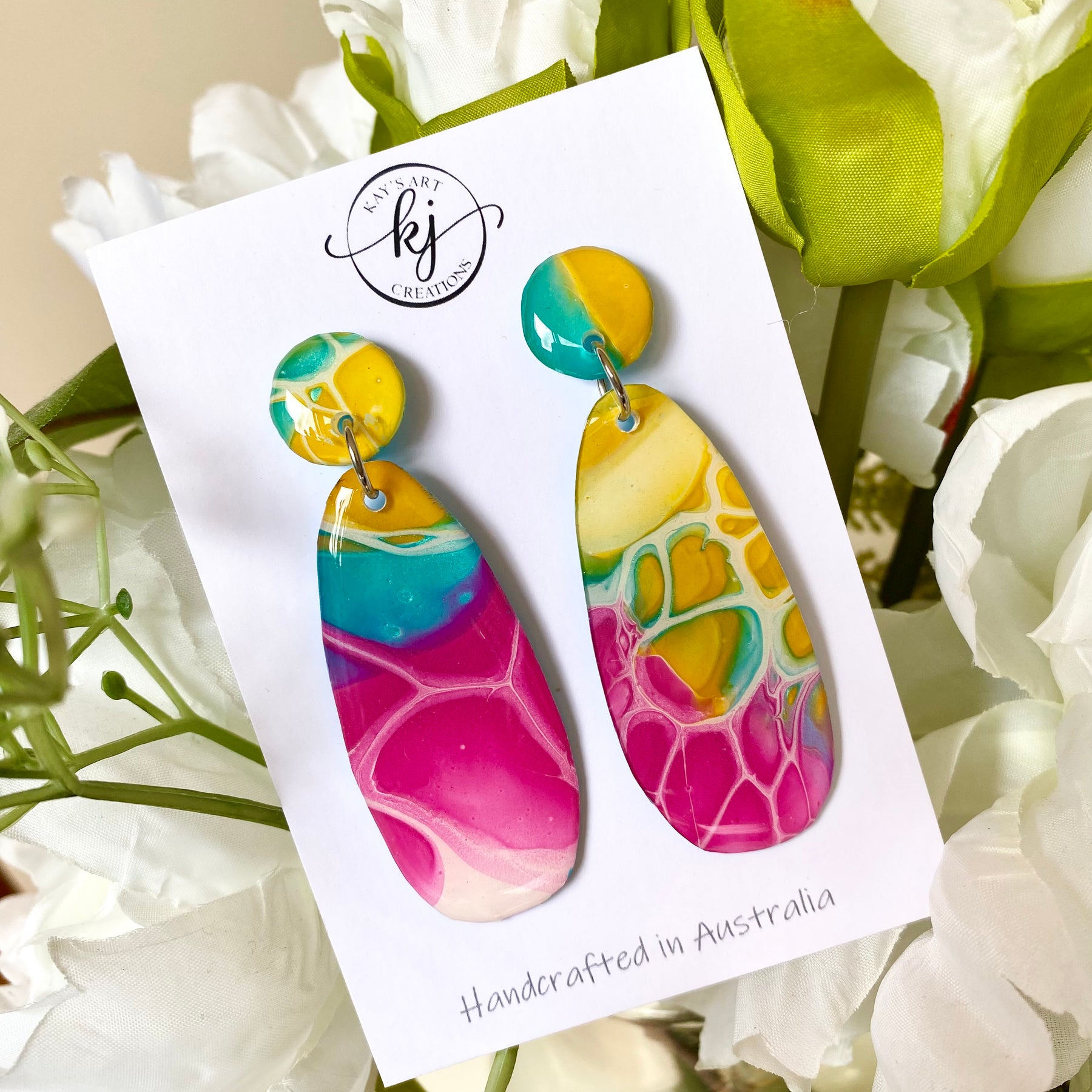Wearable Art Dangle Stud Earrings