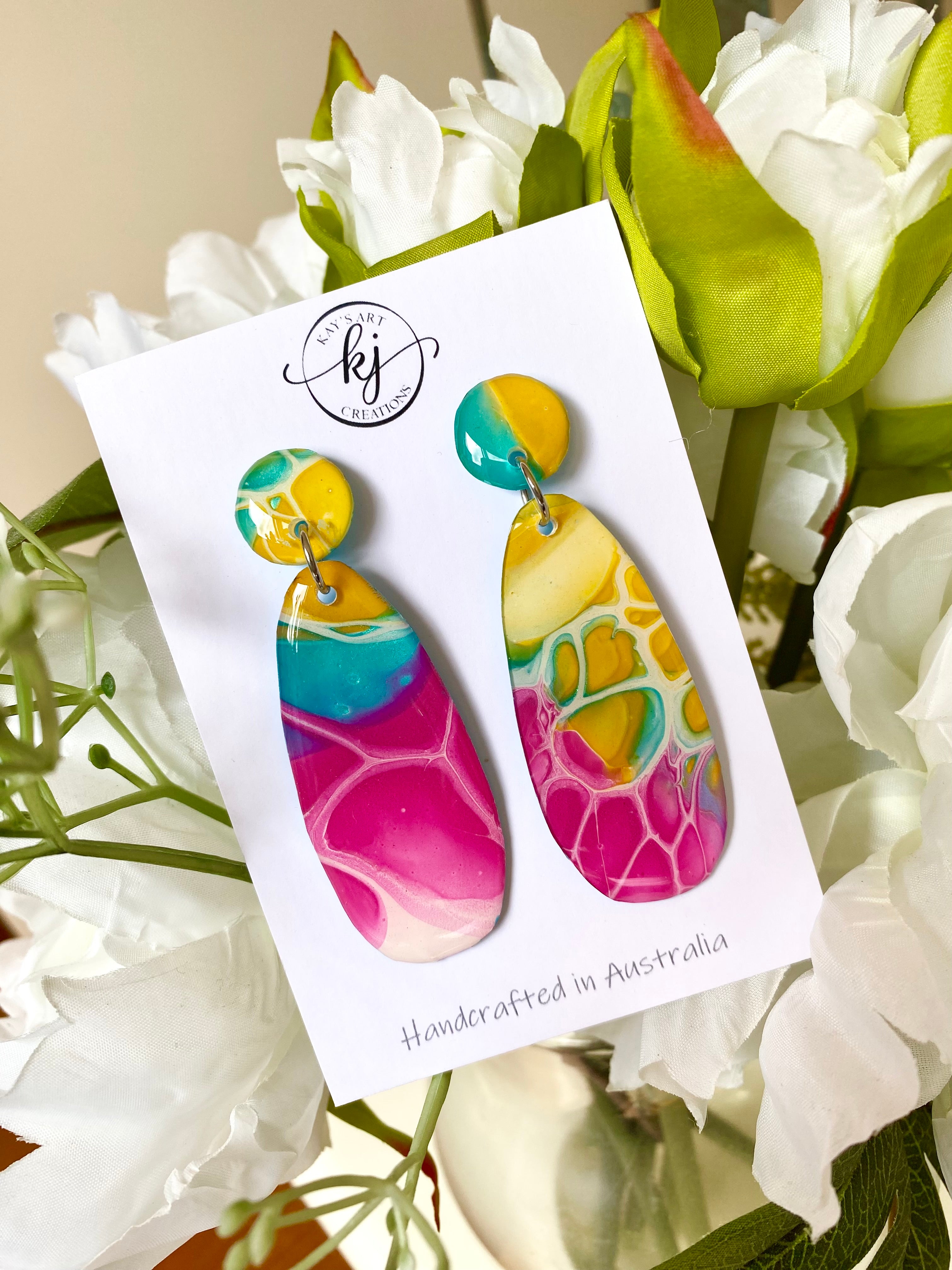 Wearable Art Dangle Stud Earrings