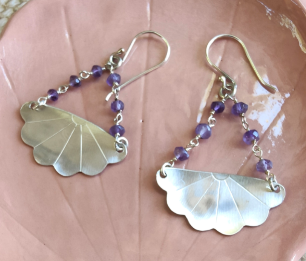 Japanese Iced Tea Spoon Earrings – Amethyst Edition
