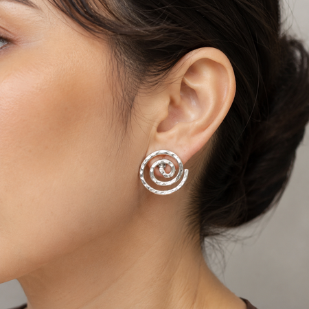 Hammered Sterling Silver Spiral Studs