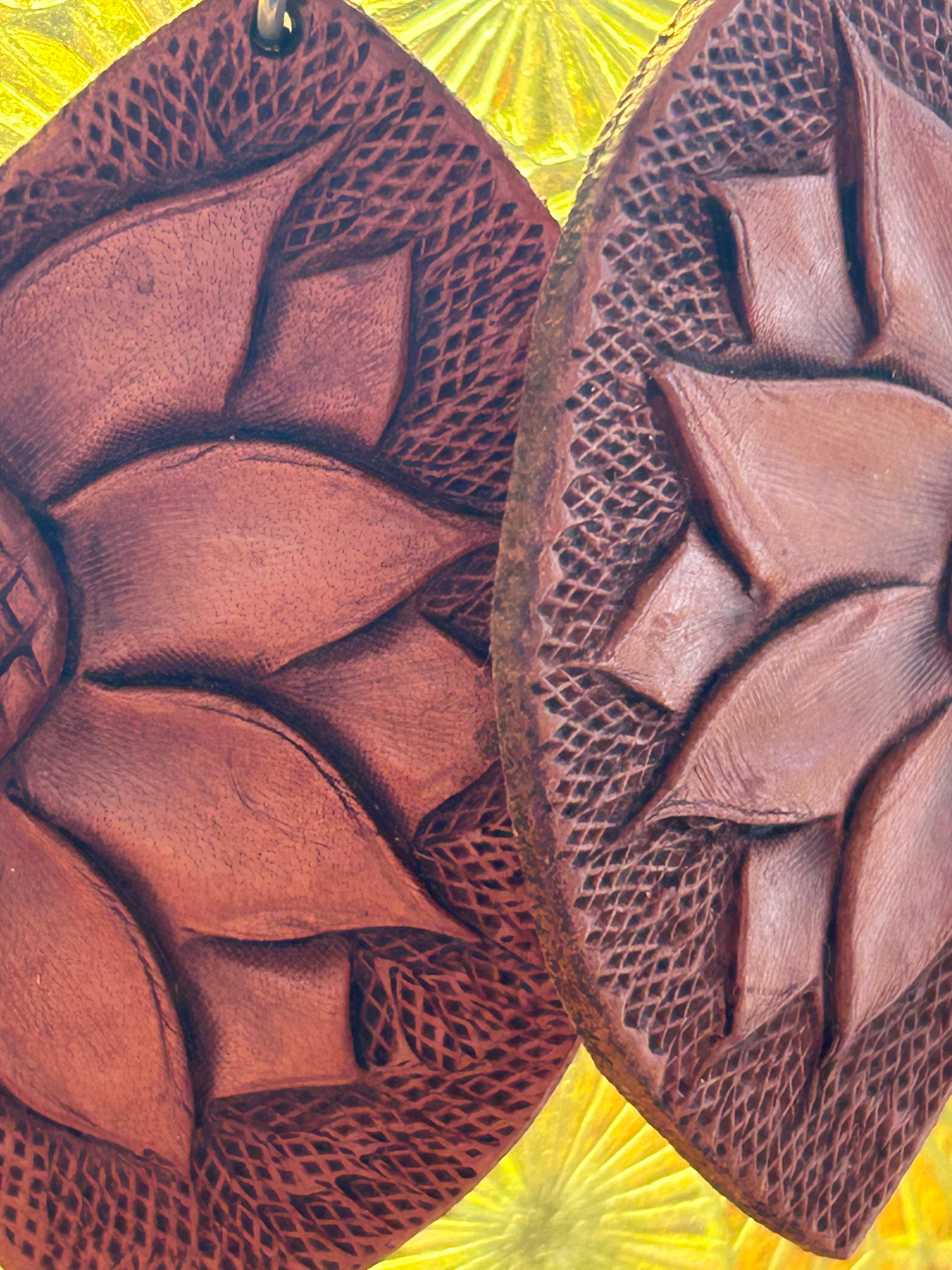 Leather Sunflower Earrings