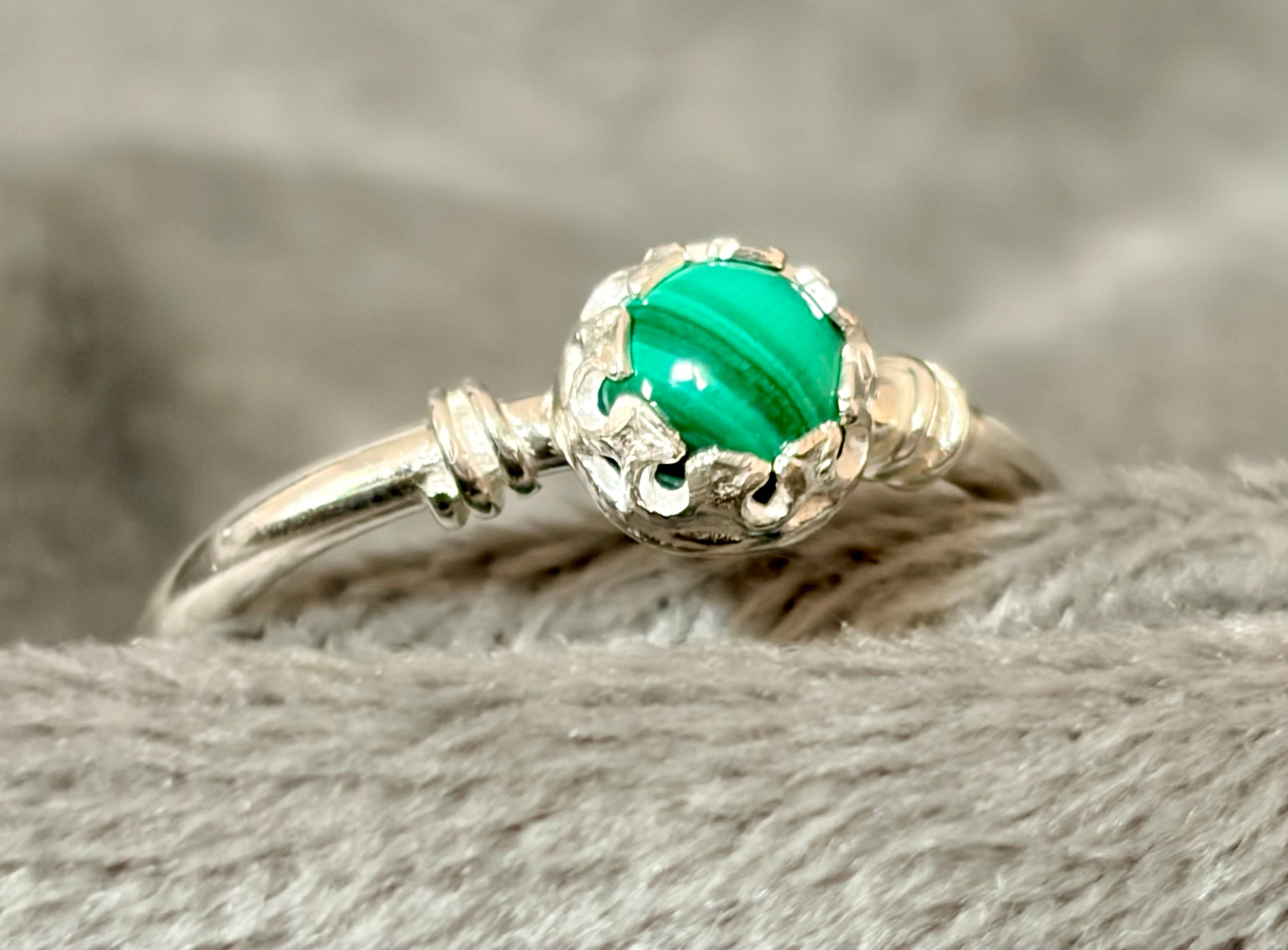 Crown of Malachite Sterling Silver Ring